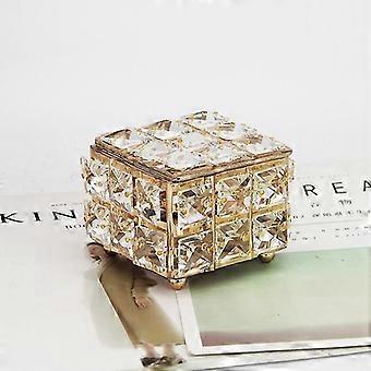 Crystal Storage, Cotton Pad Box, Makeup Storage, Cotton Pads Container With Lid, For Cotton Swabs, Makeup Sponges, Makeup Pads, Gold