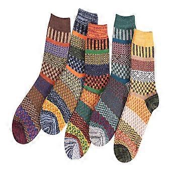 Lot de 5 paires de chaussettes nordiques épaisses tricotées à double sens, motif coloré, pour homme et femme, collection automne-hiver