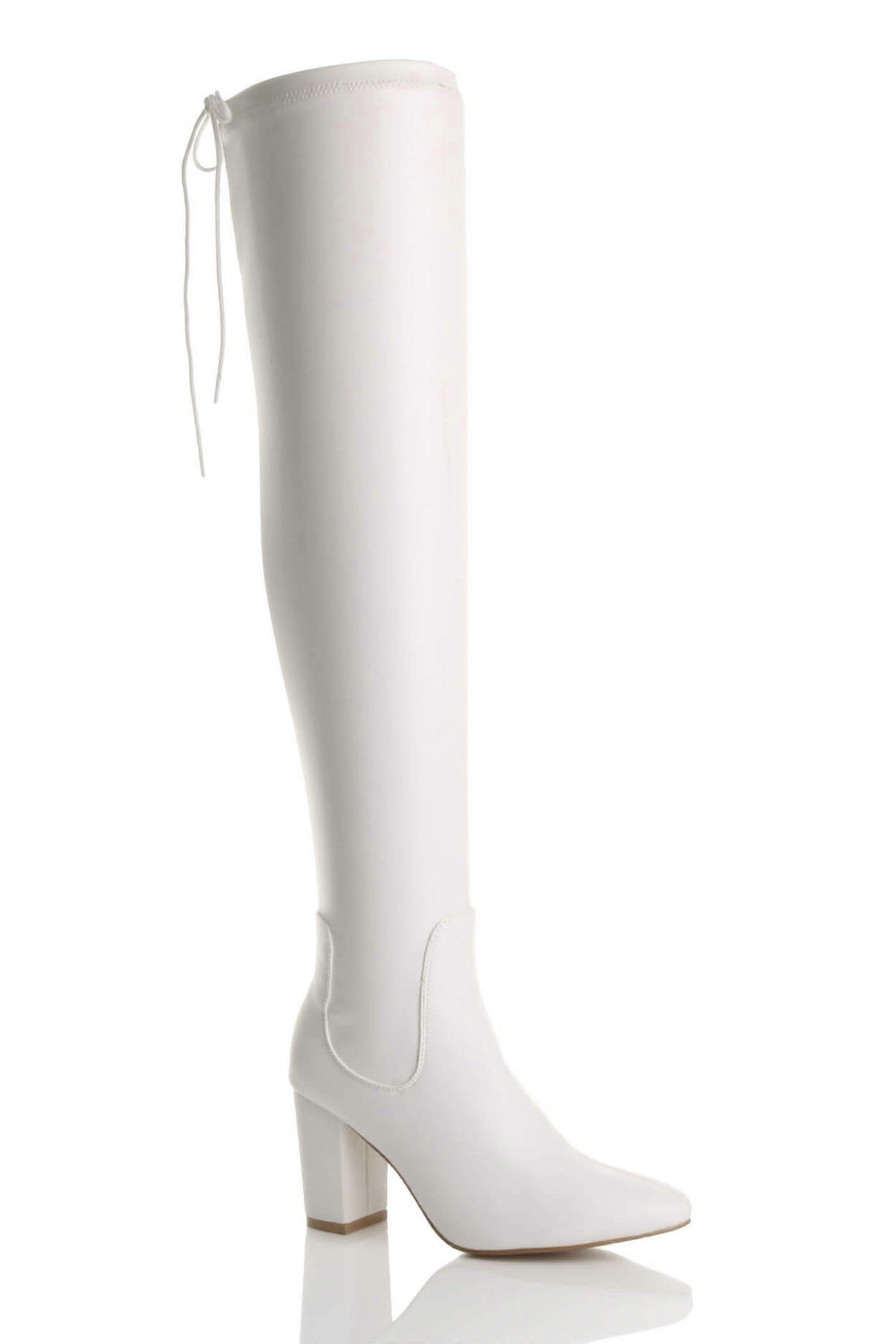 High Block Heel Stretchy Sock Over The Knee Boots