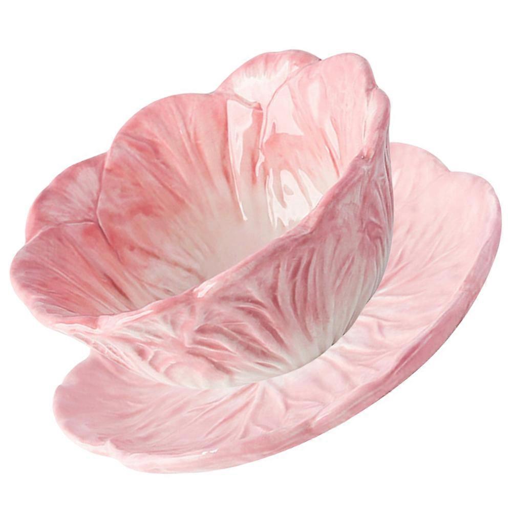 Children Bowl Tableware Ceramic for Storage Using 1Set Pink Cabbage Bowl Set