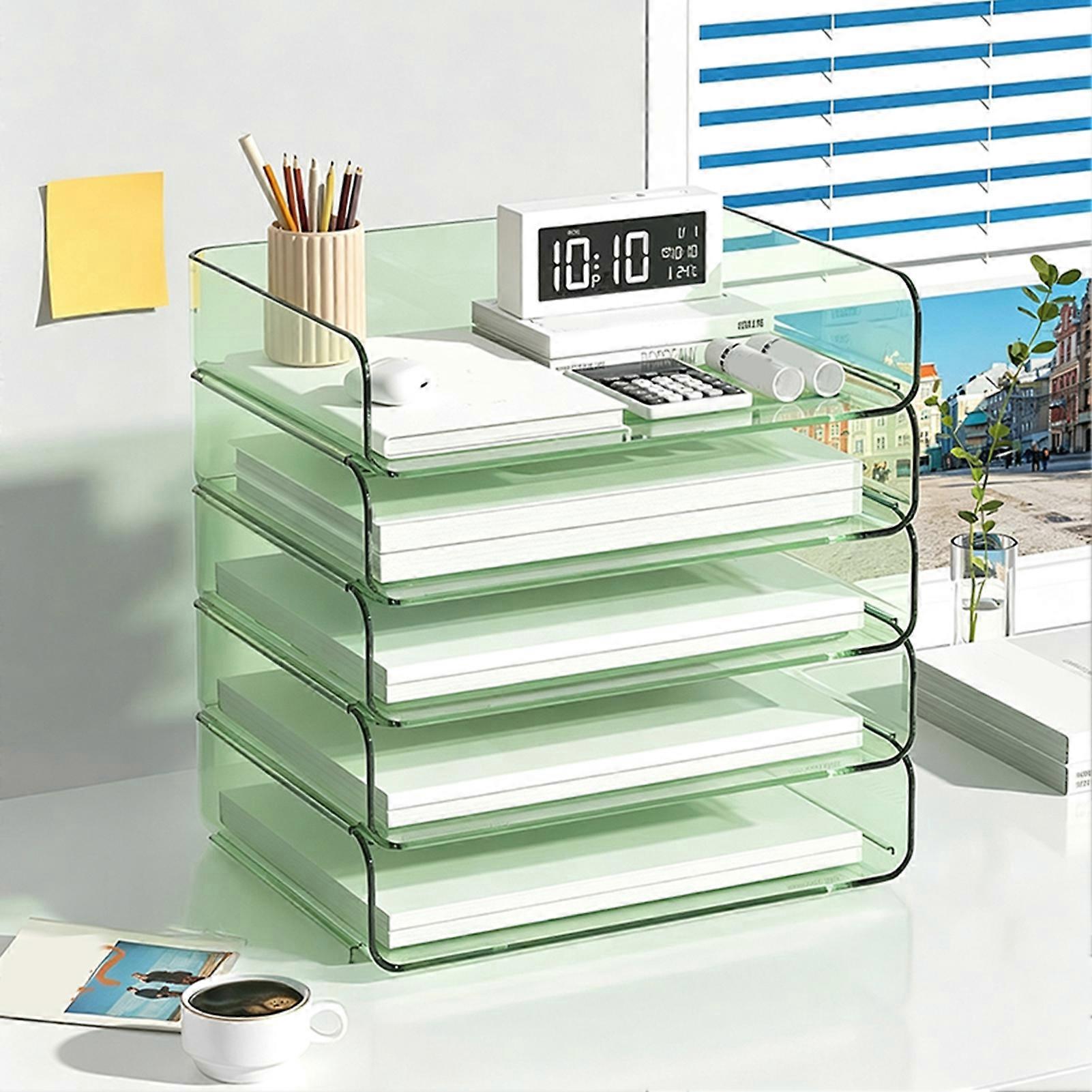 Clear Stackable Document Tray, Large Capacity Paper Organizer for Office Home
