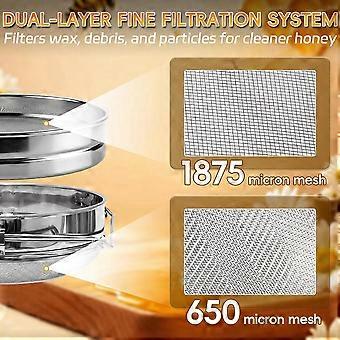Honey Strainer Double Sieve,Stainless Steel Honey Extractor Strainer Fits 5 Gallon Bucket for Beekeeping Honey Harvest