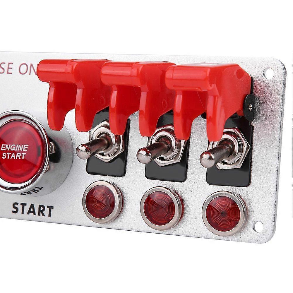 12V Racing Car Ignition Switch Panel Engine Start LED Push Button Toggle Panel