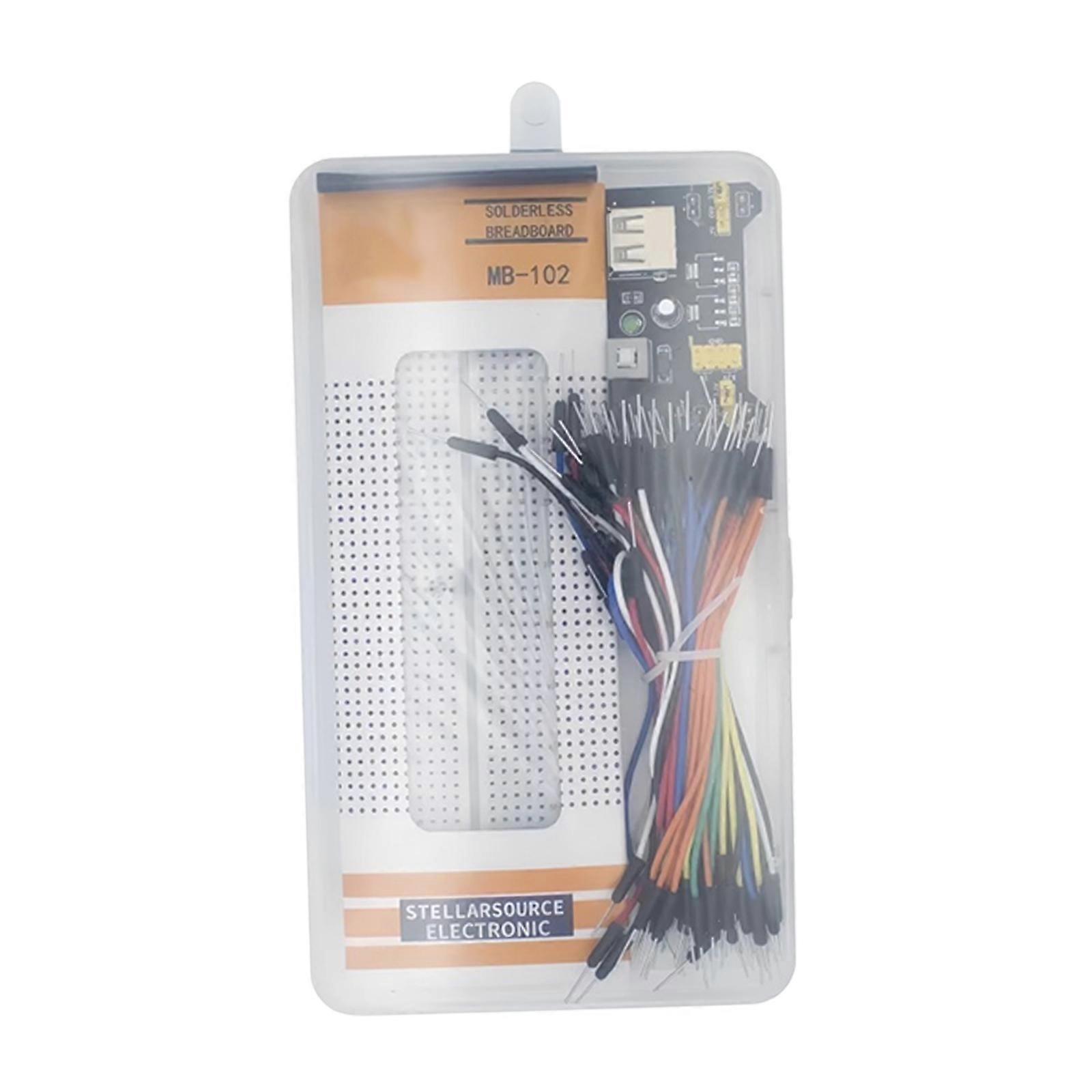 830 Points Solderless Breadboard with USB or 6.5-12V Direct-Current Input, Switchable Supply and 65 Linking Cables for Study Multicolor