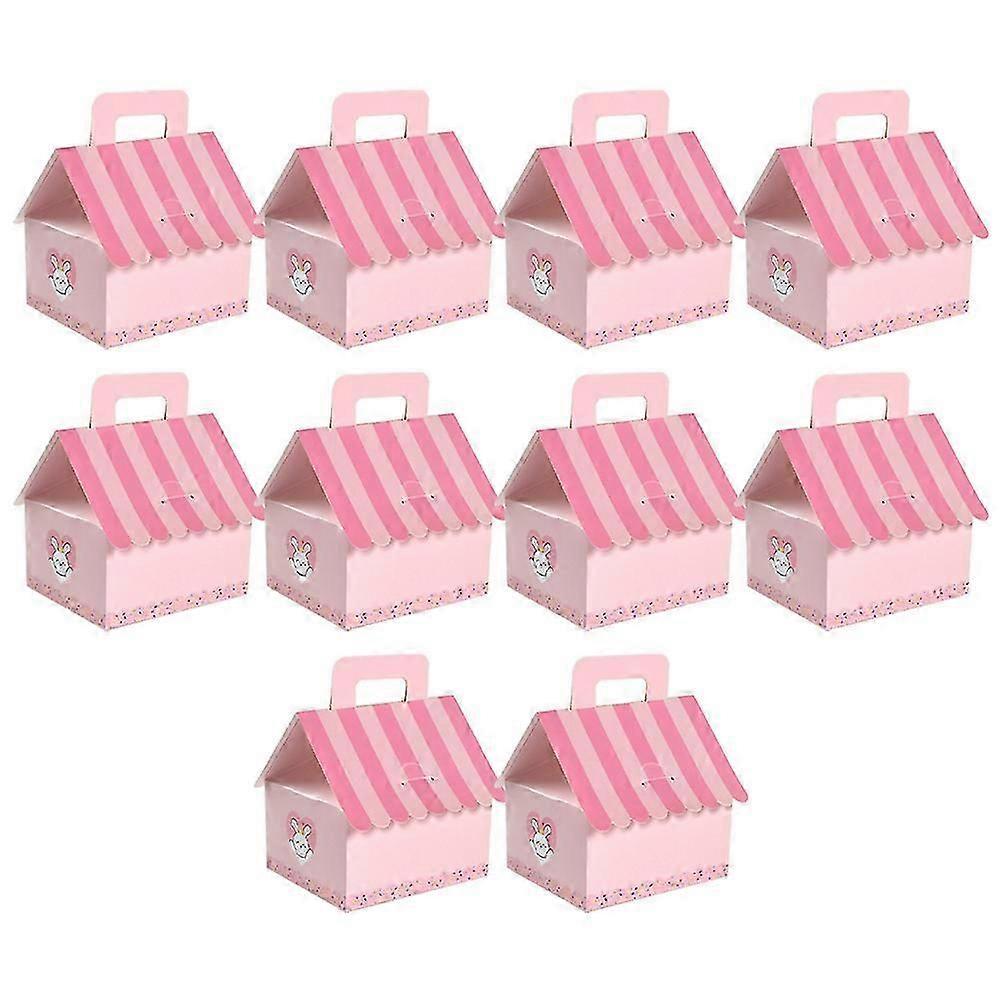 Pink Paper House Shape Candy Containers 10Pcs Gift Candy Boxes