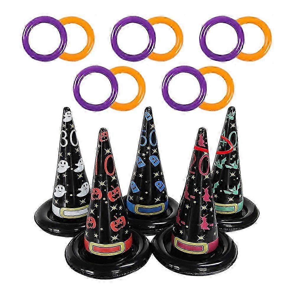 Halloween Inflatable Witch Hat Ring Toss Game 4 Sets Party Props