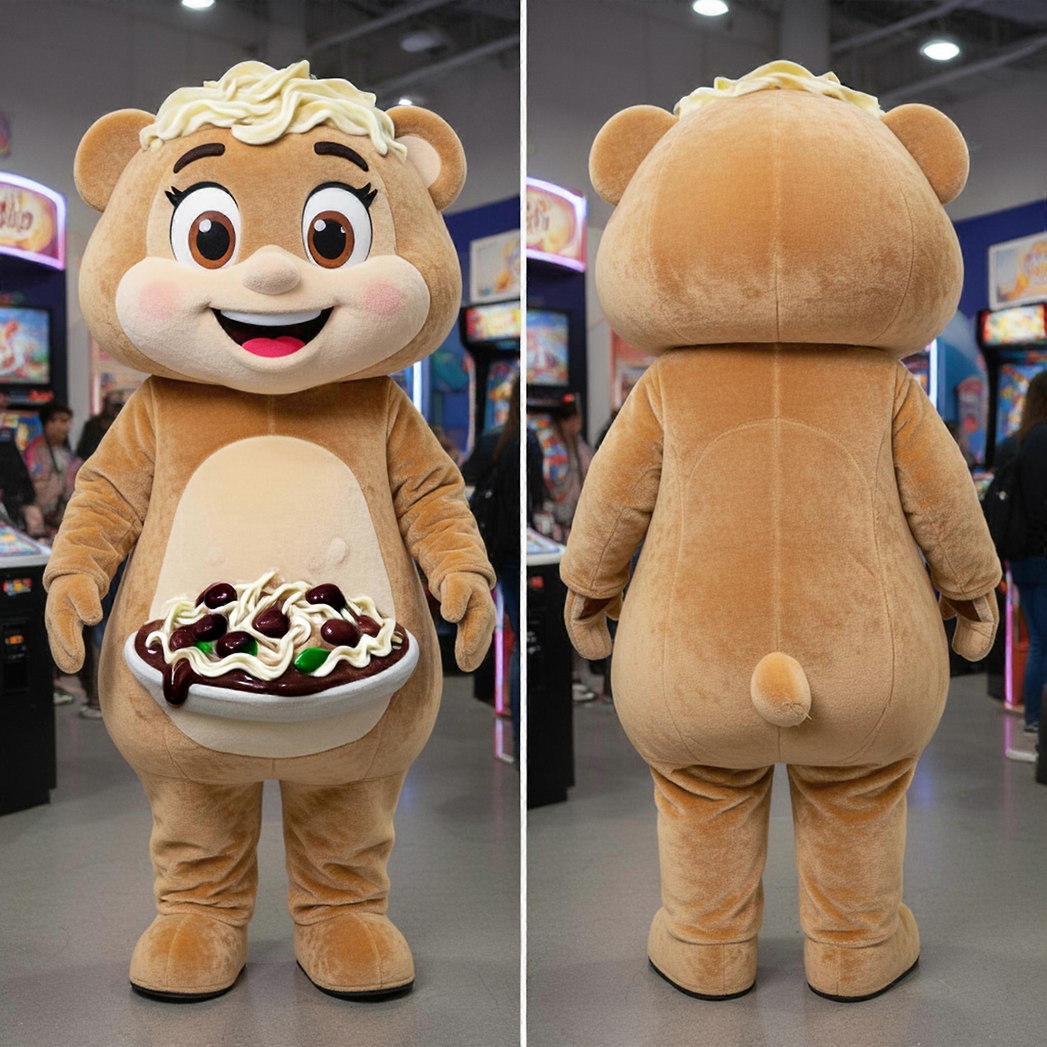 MASTICOT Tan Smiling Beef Stroganoff Mascot