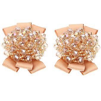 Shoe Decorations Clip Designed For Women With Charming Bowknot Style Perfect For Anniversary Celebration In Khaki Color 1 Pair