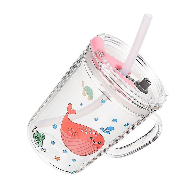 11X8.5cm Pink Tumblers 1pc Unique Scale Drinking Cup Kids Water Milk Cup Cartoon Straw Mug For Home