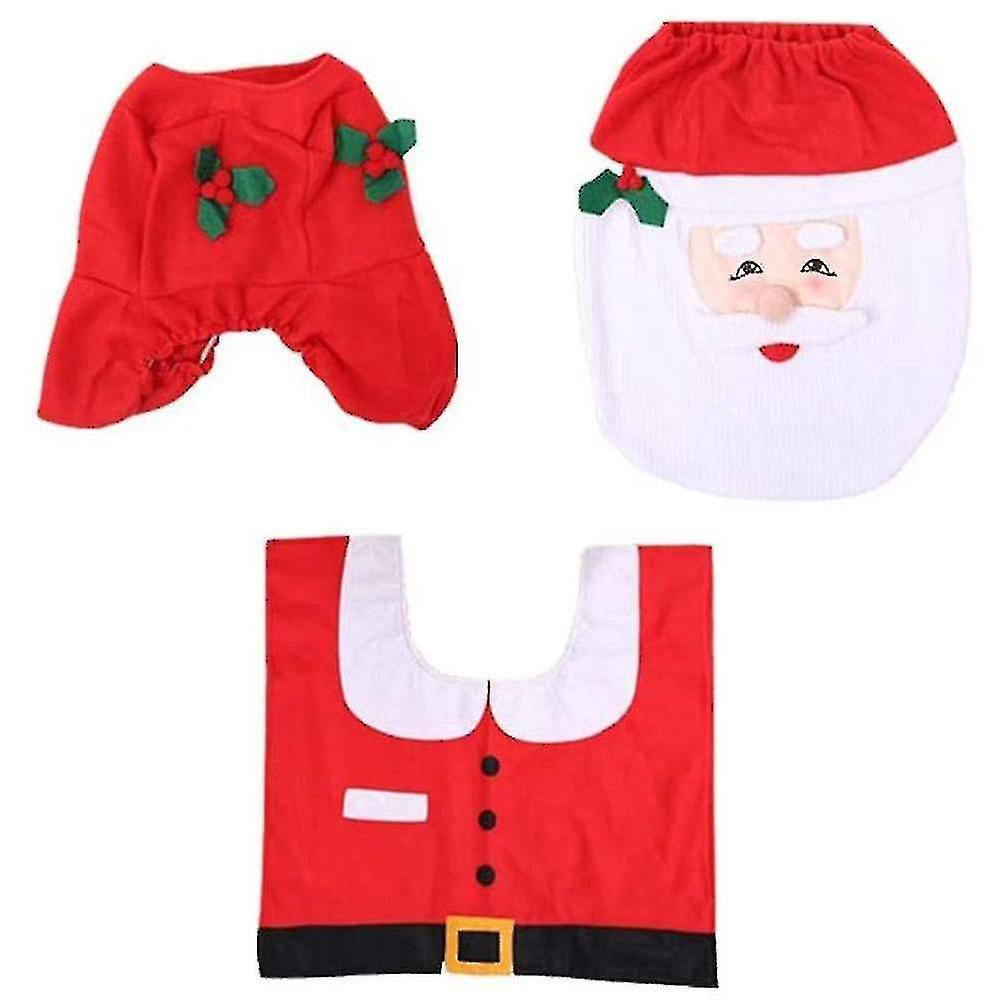 thumbnail image 2 of Juego de 3 piezas YUANXCMXG Funda de asiento de inodoro y Alfombra de Papá Noel, 2 of 5