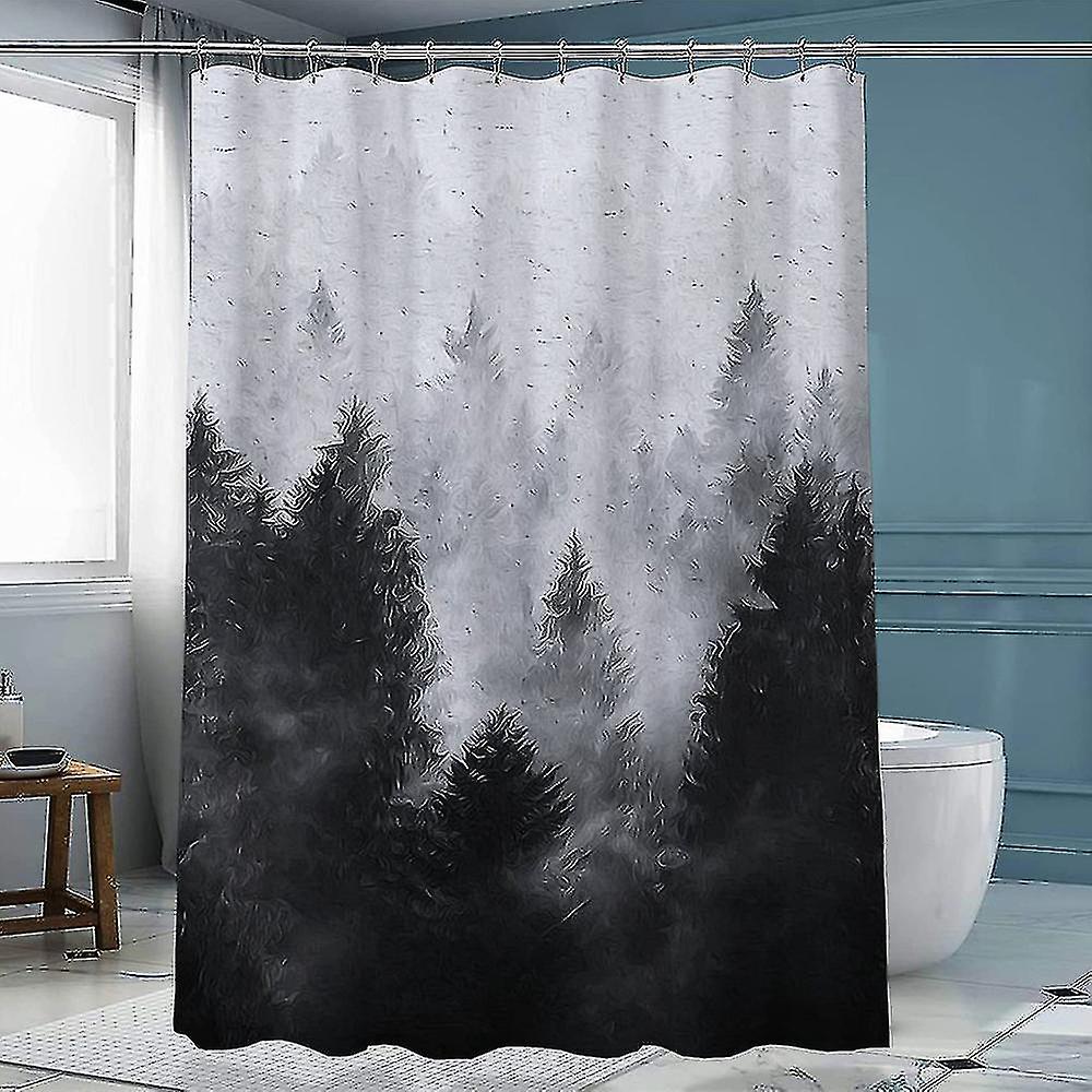 Ink Forest Shower Curtain Chinese Polyester Hook