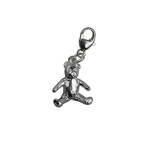 Silver 15x12mm sitting Teddy Bear Charm on a lobster trigger