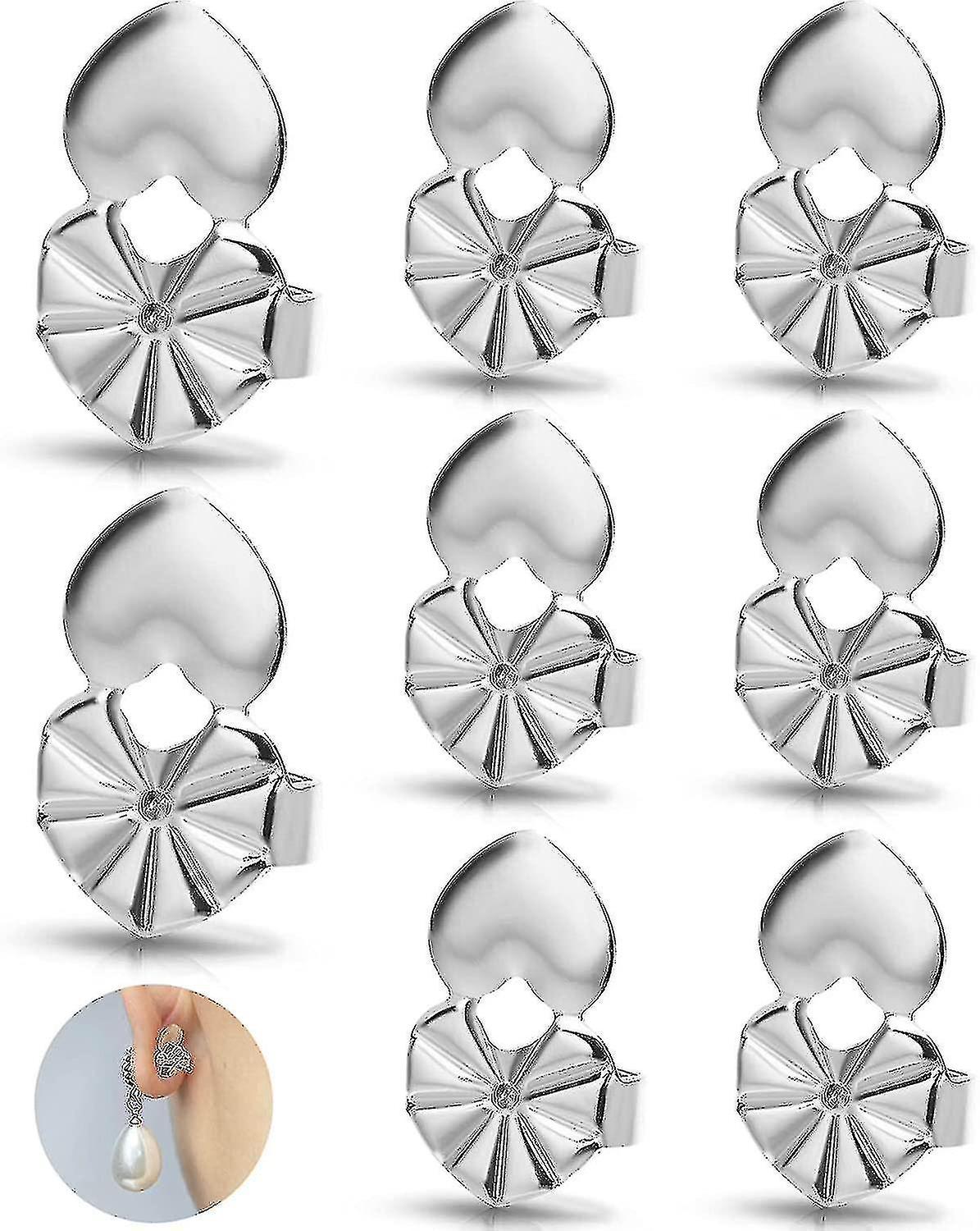 4 Pairs Earring Lifters Hypoallergenic Heart Earring Backs Compatible Droopy Ears Adjustable Compati