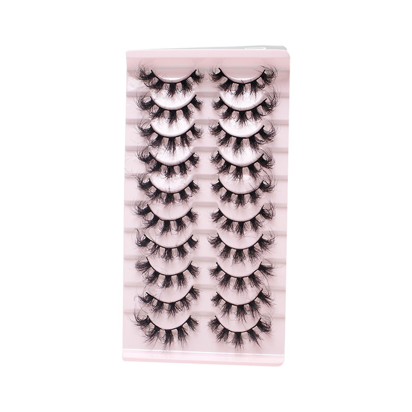 10 Pairs Dense Soft Artificial Eyelashes Diy Fluffy Effect Lightweight Lashes