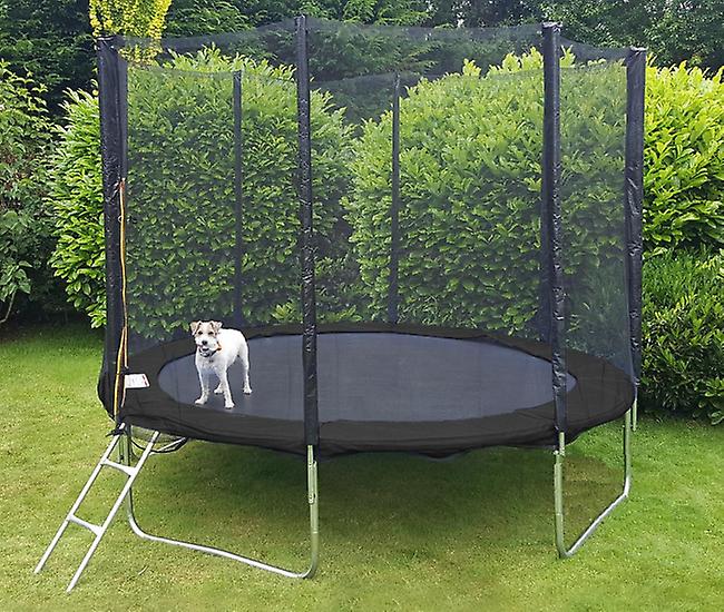 Trampoline black 305 cm - with safety net & ladder - up to 120 kg