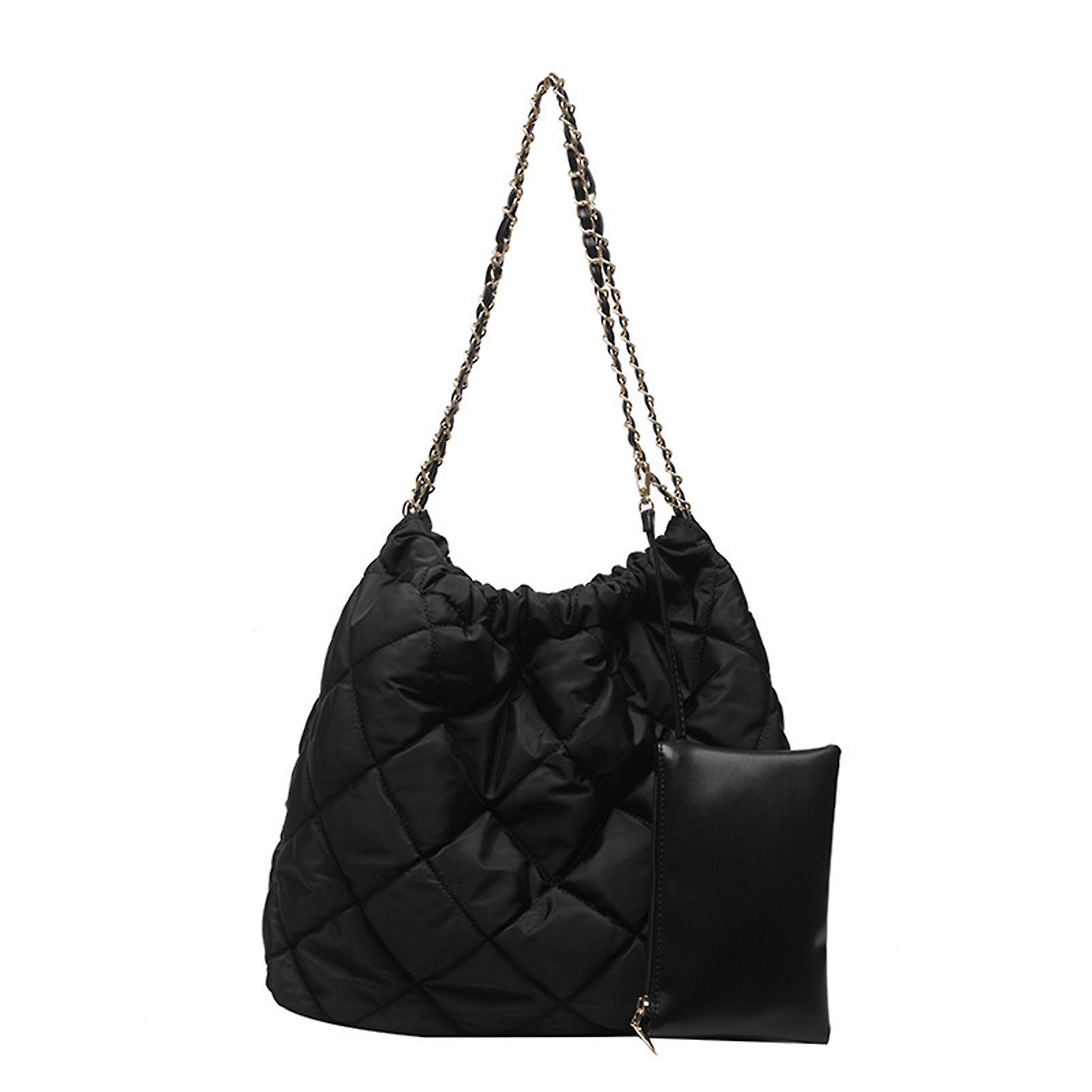 Large-capacity Rhombus Tote Bag With A Detachable Pu Leather Handbag