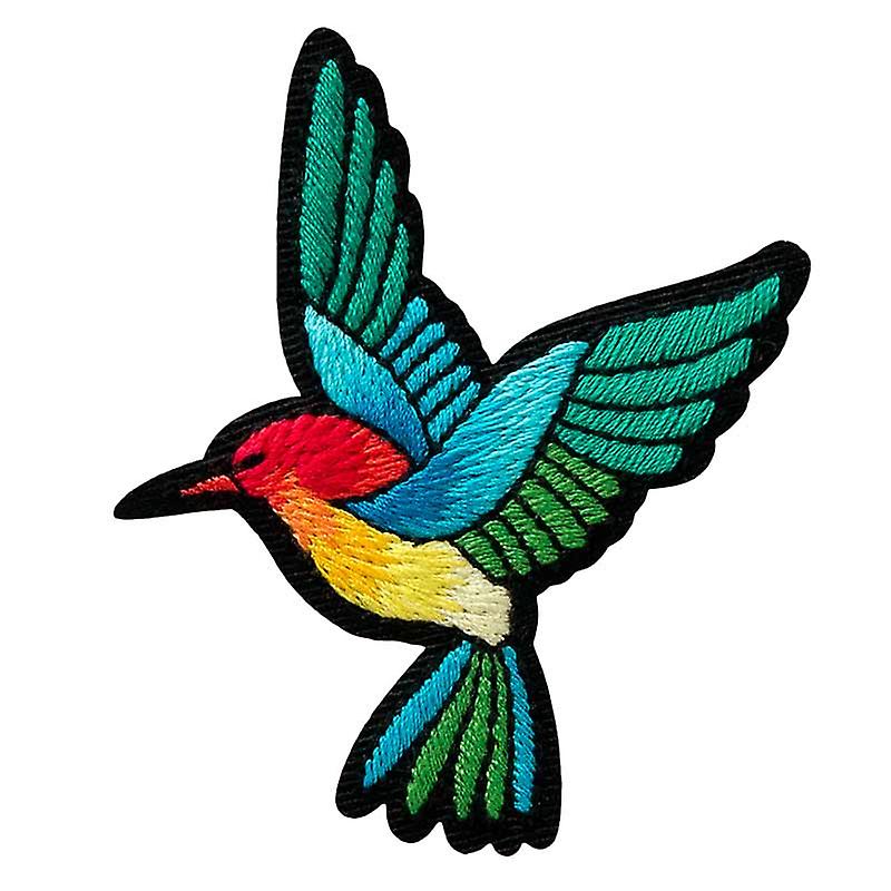 Hummingbird colorful animal - patch, iron-on patch, iron on, size: 5.5 x 6.5 cm