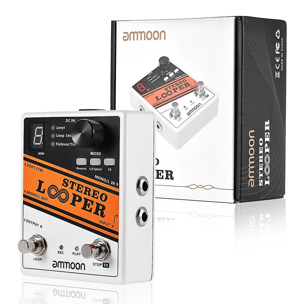 ammoon STEREO LOOPER Loop Record Guitar Effect Pedal 10 Independent Loops Max. 10min Recording Time
