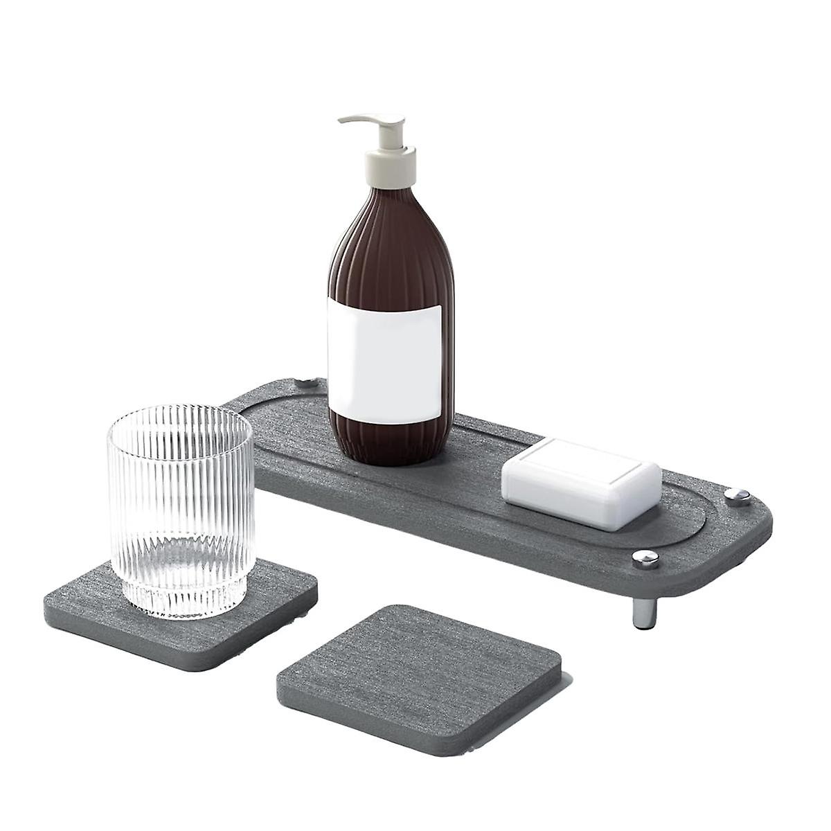 Instant Quick Dry Sink Kitchen Organizer Tidy, Stone Sink Tray Under Diatomaceous Earth Absorbing S