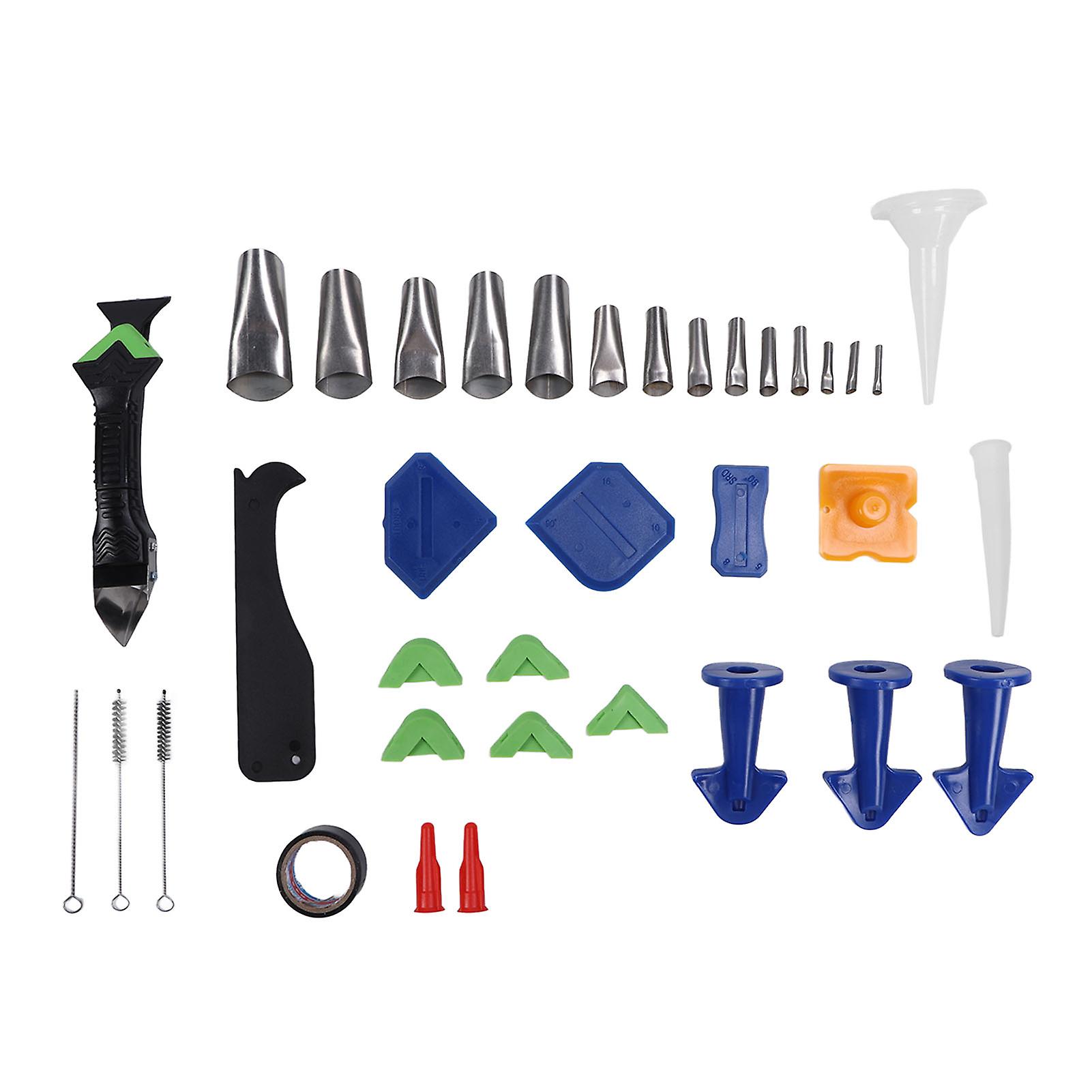 Caulking Tool Set: Hook Knife, Nozzle Tape Scraper, Brush for Sealant Finishing and Grouting