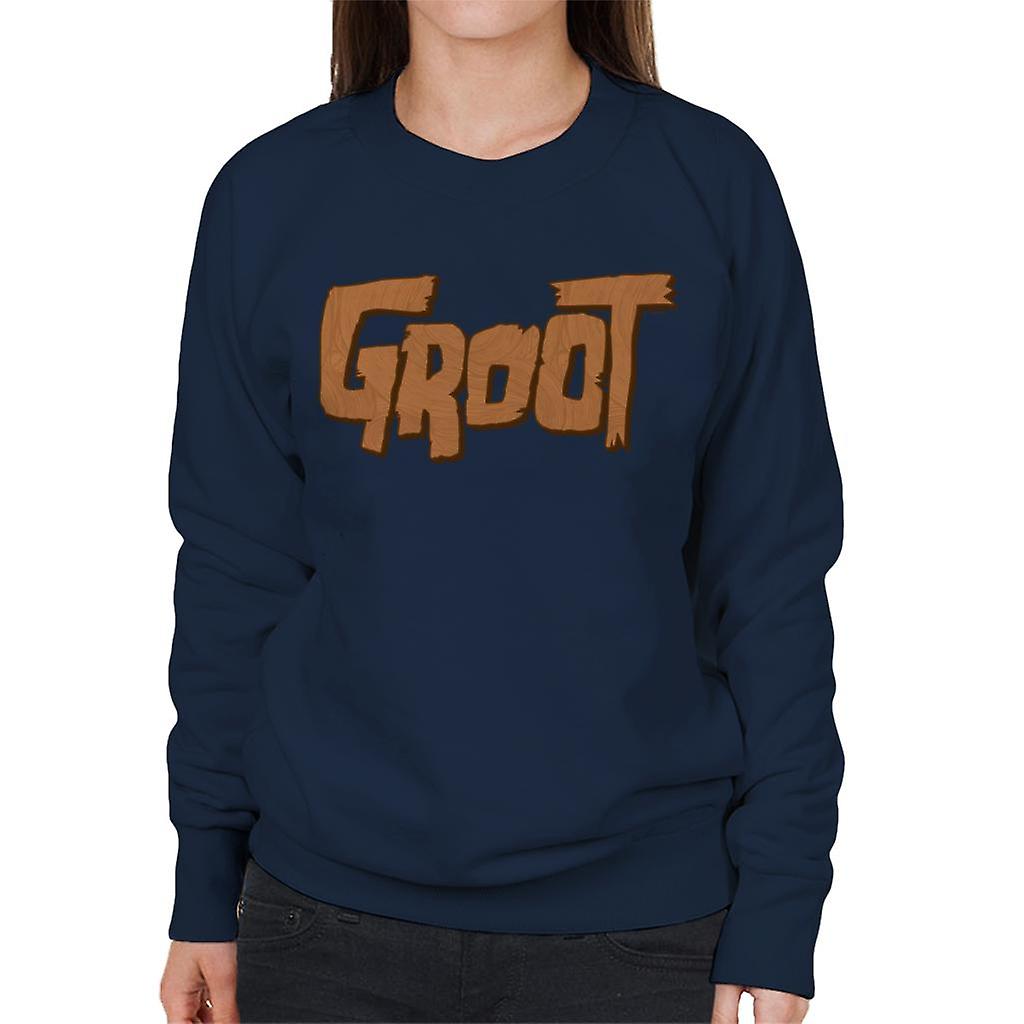 Marvel Guardians Of The Galaxy Groot Wood Text Women's Sweatshirt