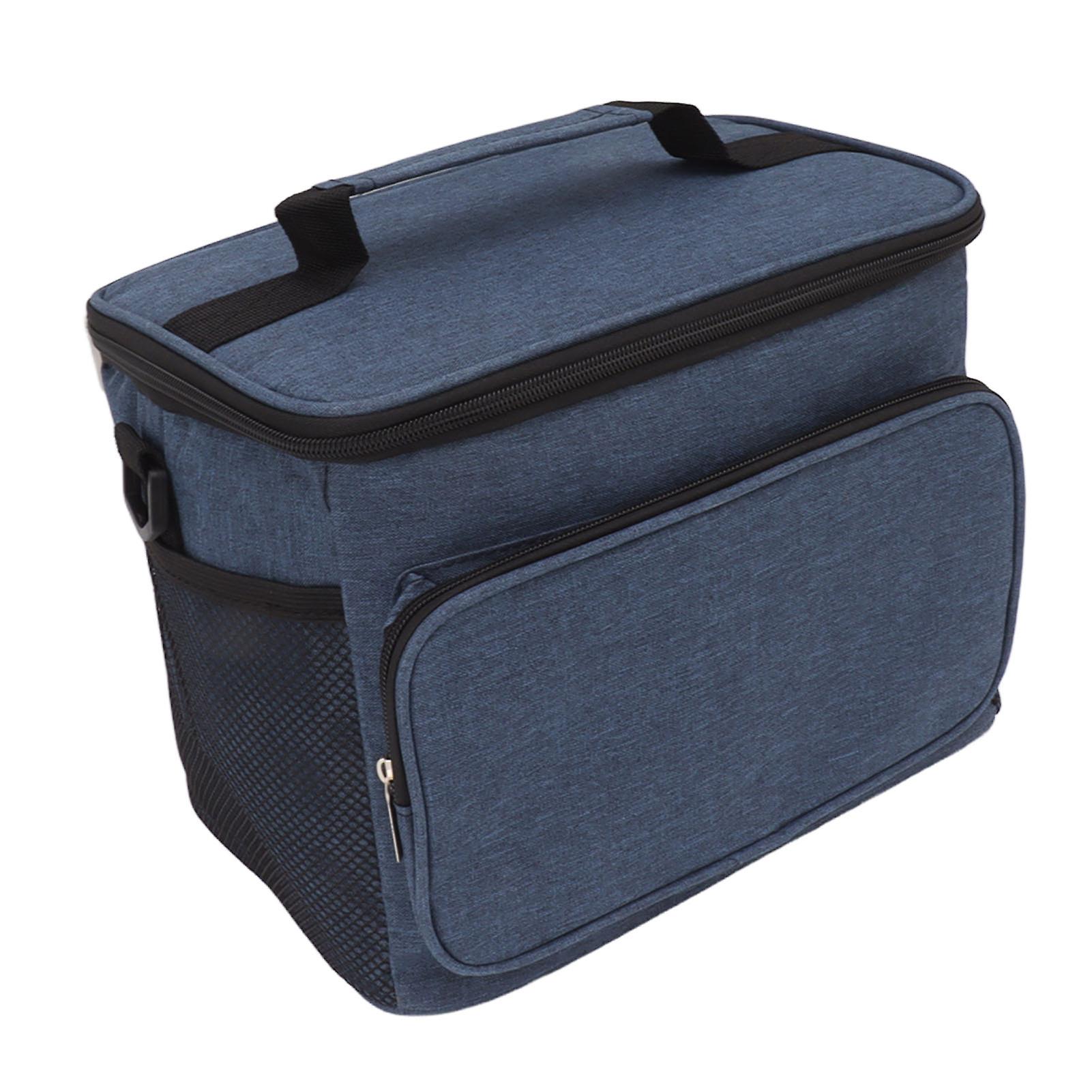 Lunch Bag 10L Collapsible Adjustable Strap Leakproof Portable Handle Insulated Lunch Bag for Camping Travel Beach Navy Blue 