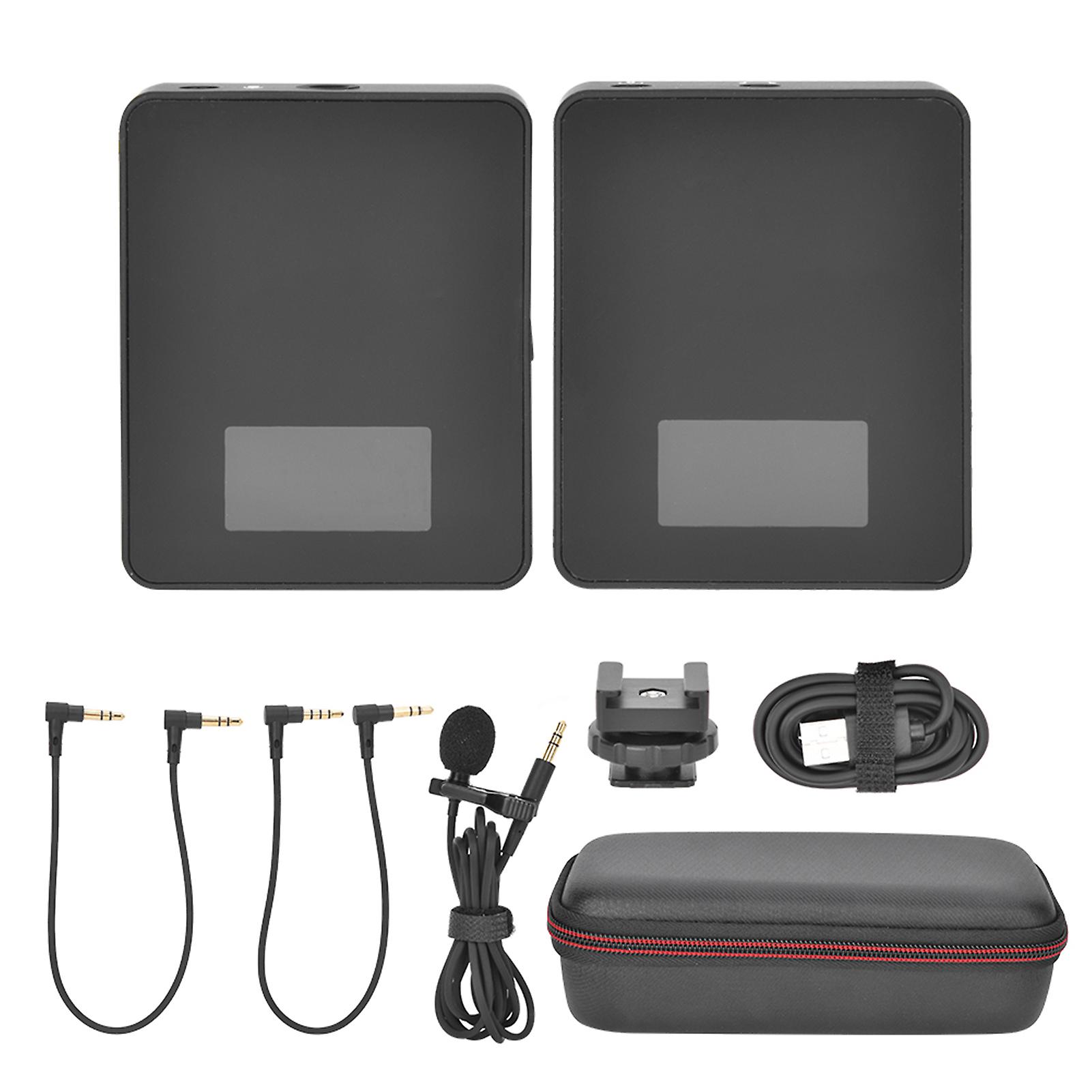 70m Portable Mini UHF Wireless Microphone Interview Video with Display Screen for SLR Mirrorless Camera Phone Built In Battery