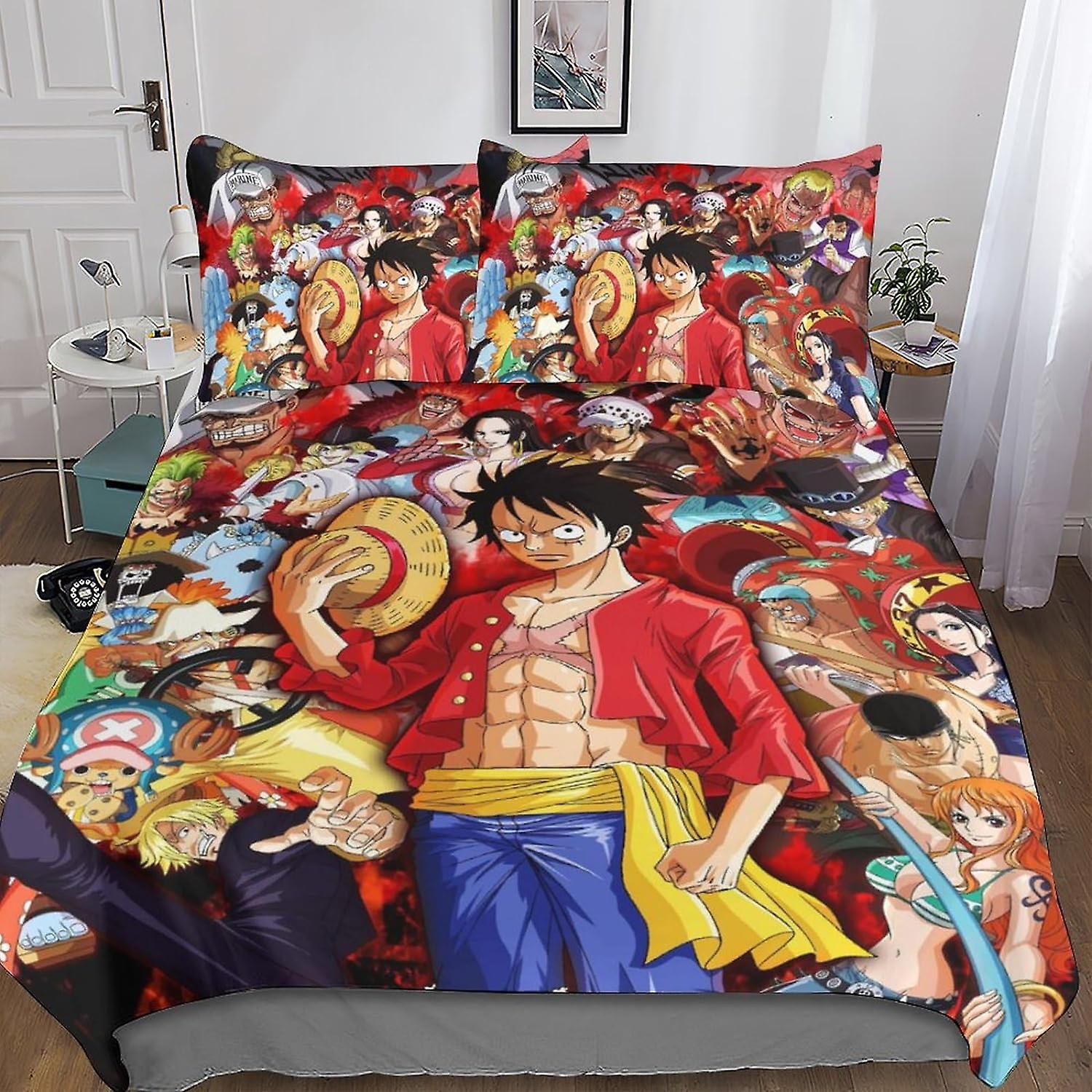 قطعة واحدة غطاء لحاف مجموعة لينة ستوكات الفراش مجموعة للبالغين المراهقين الاطفال 3 قطع مجموعة مع سحاب الإغلاق للديكور المنزلي لوفي أنيمي لحاف C