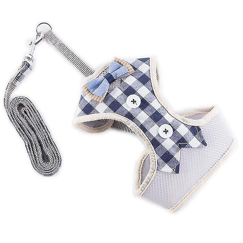 Small Dogs Pets Harness Collar Solid Color Adjustable Bow Padded Vest Harnesses With Leashes