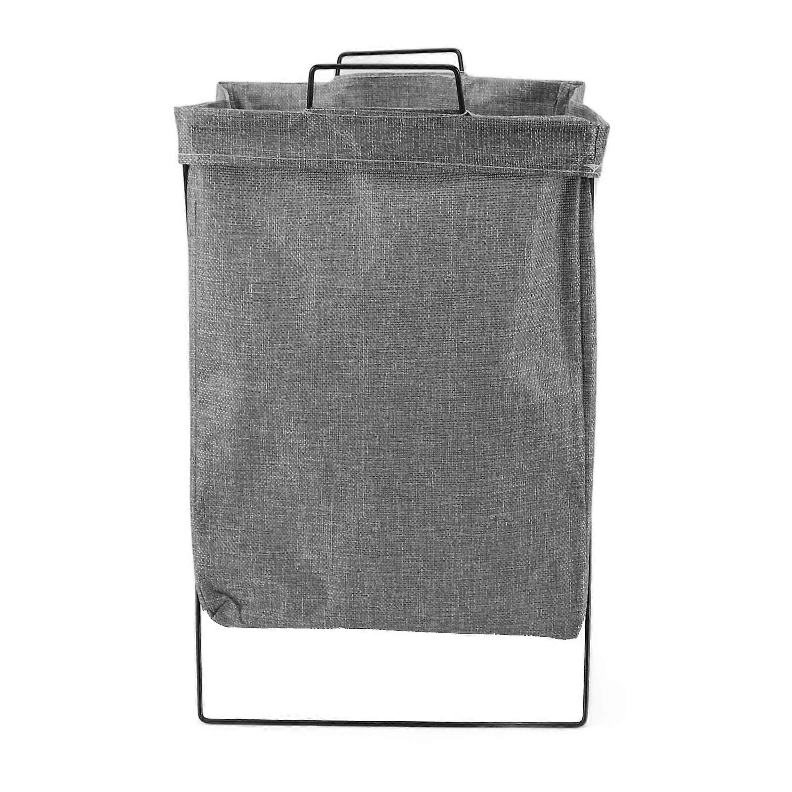 Foldable Laundry Basket Thickened Iron Frame Long Rectangle Clothes Hamper Storage Bin Organizer for Toys Books Towels Gray Large Size