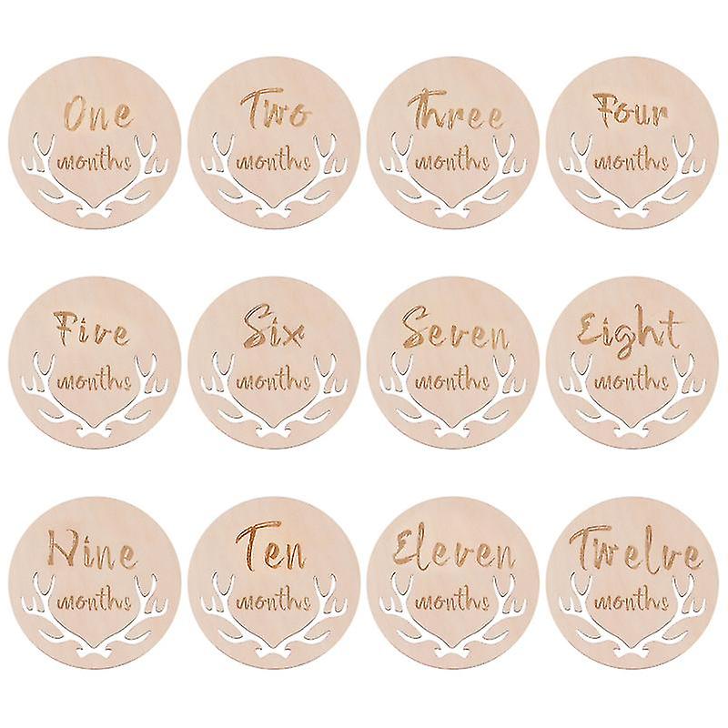 12pcs Wooden Monthly Cards