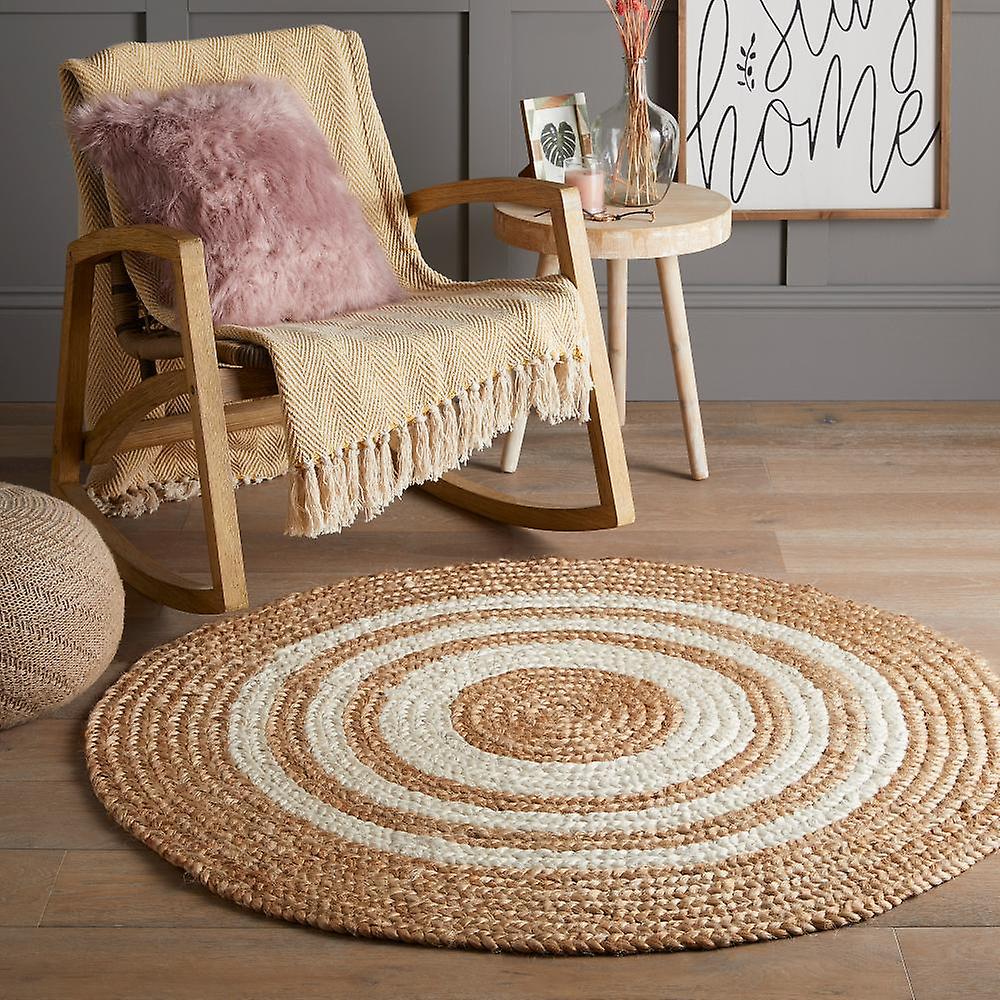 Altrincham Reverseable Bleached Jute  Circle Rugs Plain/Nearly Plain Rugs