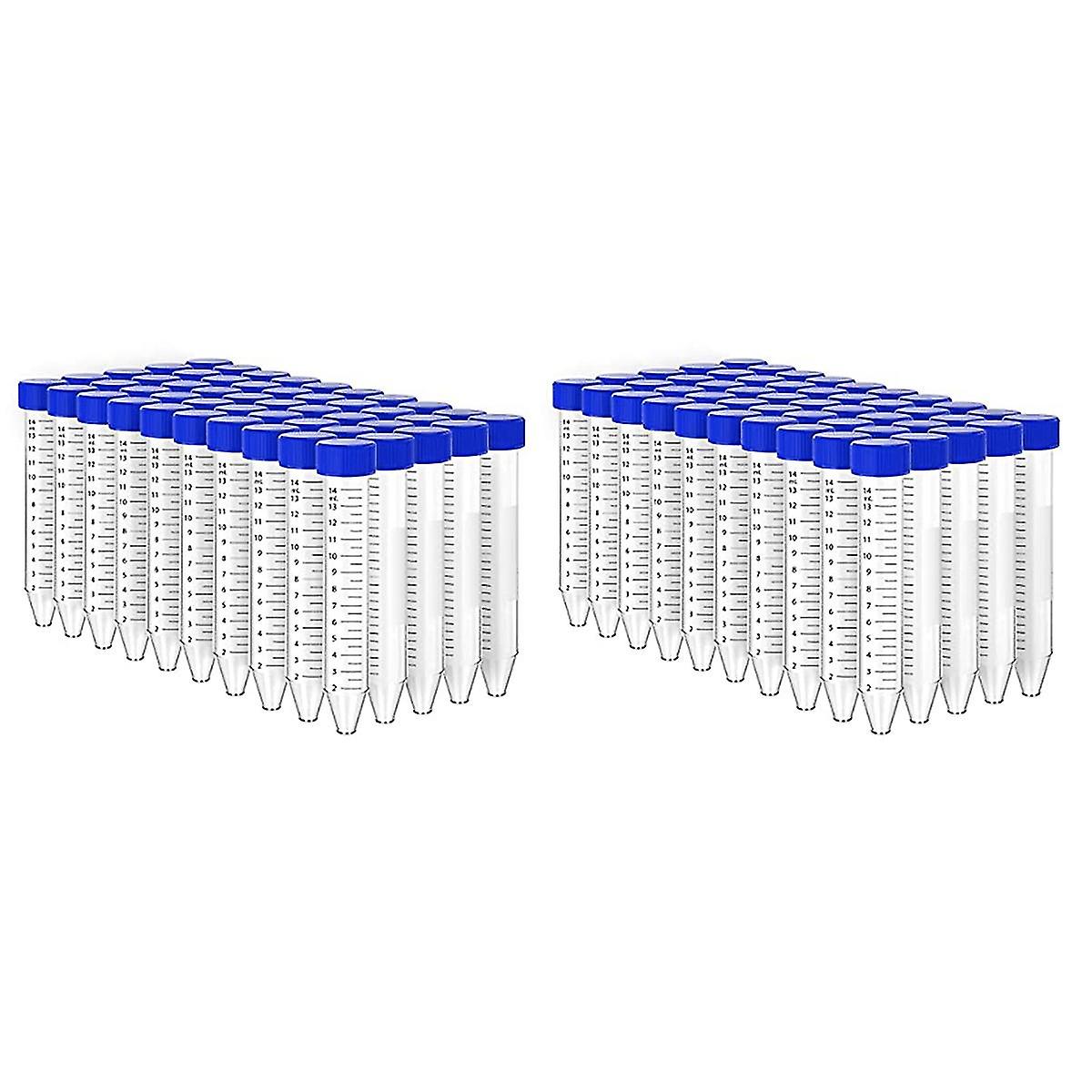 100pcs Tubes centrifuges coniques 15ml avec bouchons à vis, gradué et écriture Marks Lab Test Container