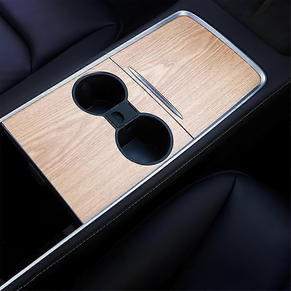 For Tesla Model 3 & Y 2022 Center Console Patch Trim Decor Sticker Wood Grain Central Console Wrap Car Control Panel Sticker