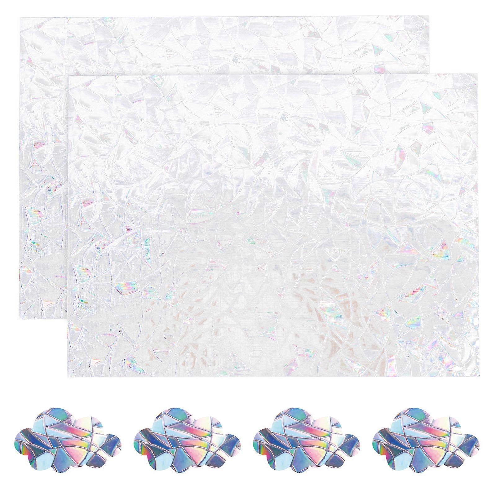 2Pcs Rainbow Window Clings Static Window Film Anti-Collision Warning Stickers Window Decals