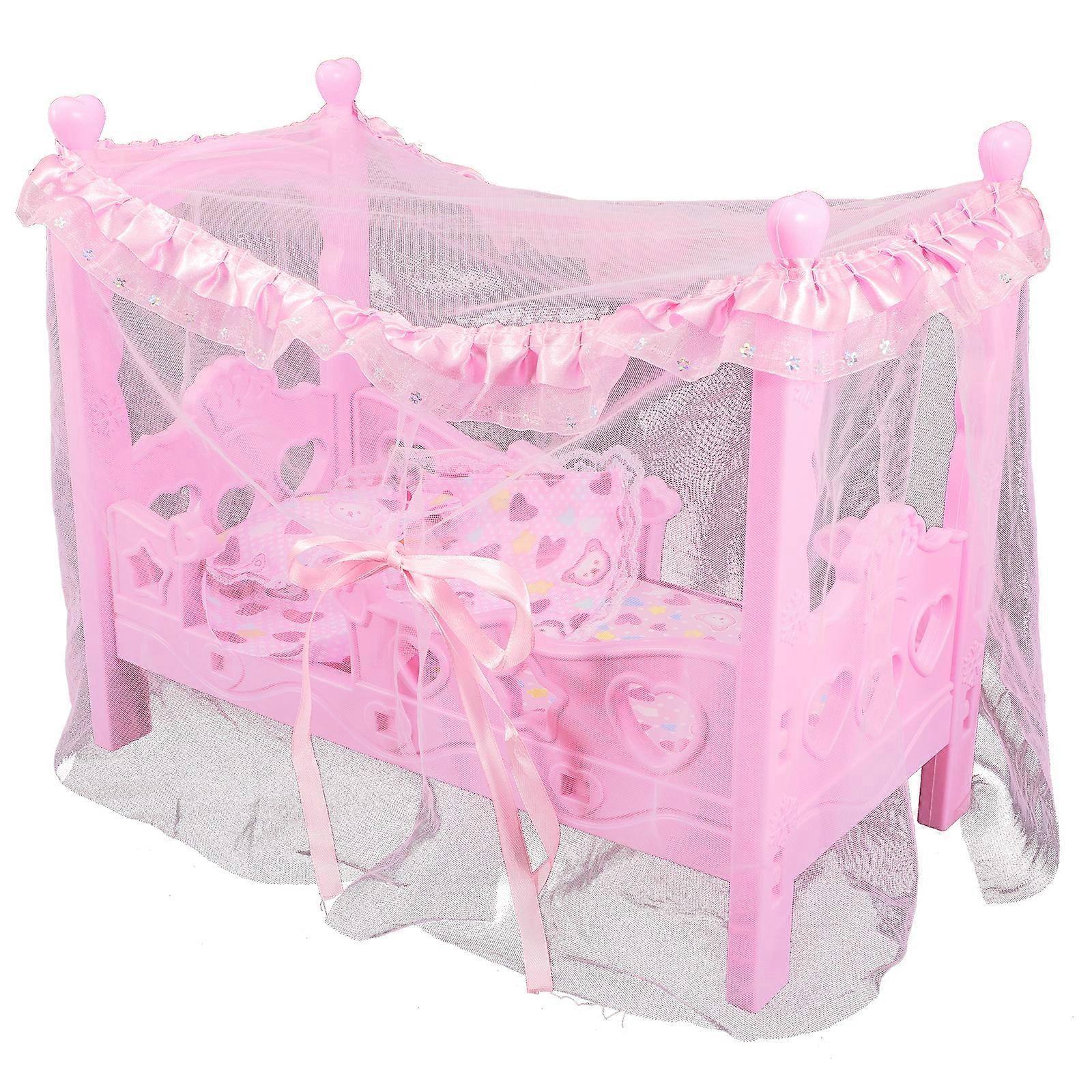 دمية سرير دمية صغيرة سرير دمية أثاث أطفال يتظاهرون بلعب لعبة بنات لعب لعبة البيت