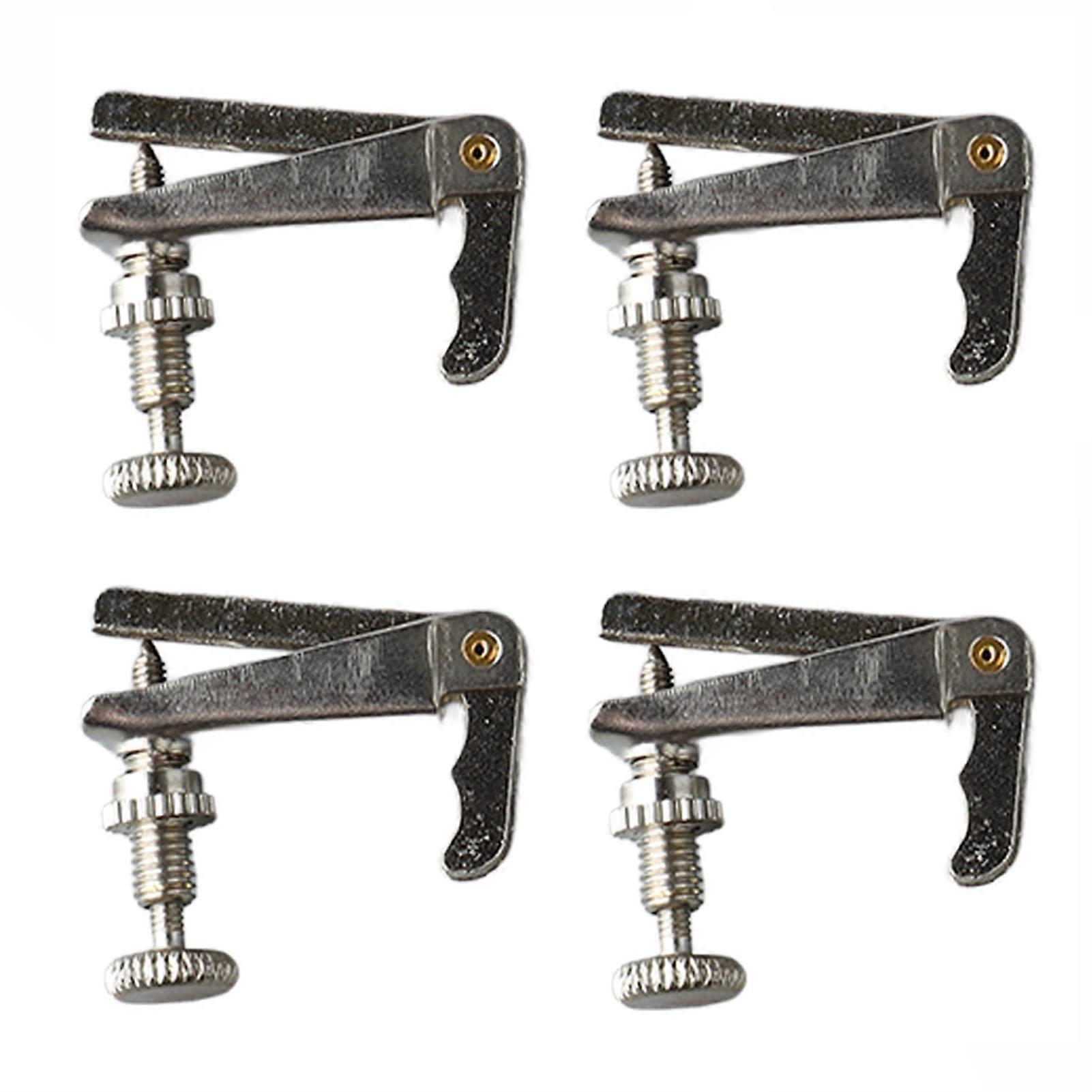 4pcs 1/2 Violin Fine Tuner Metal Violin String Adjuster Part Musical Instrument Accessory Silver