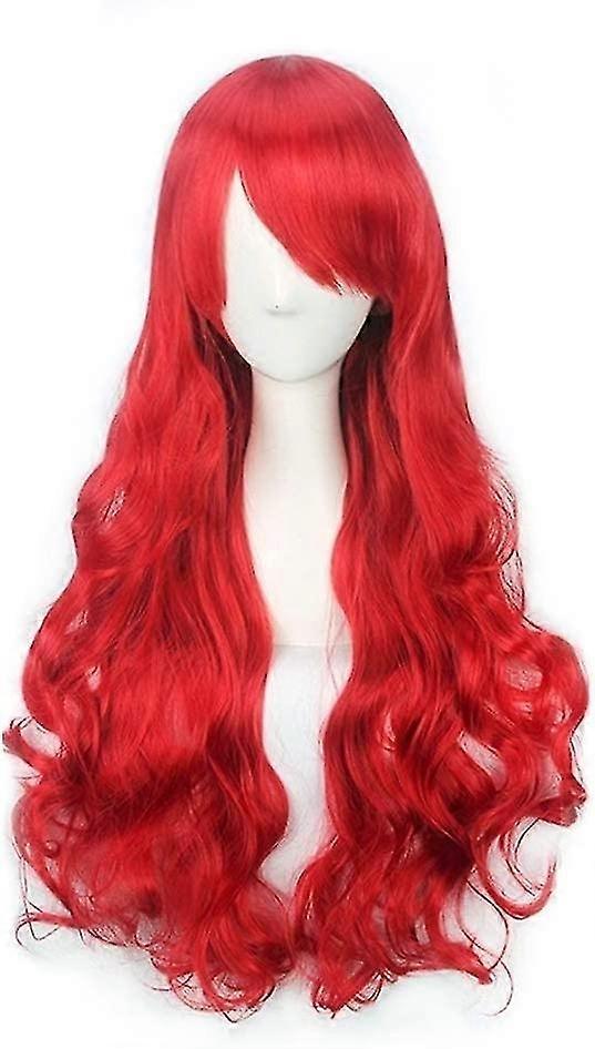 Red long curly wig full wavy curly wig 80cm