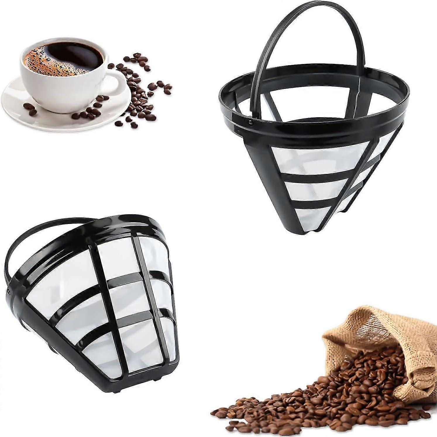 2 Pieces Reusable Coffee Filters Permanent Coffee Filter, Fine Net Coffee Filters with Handle