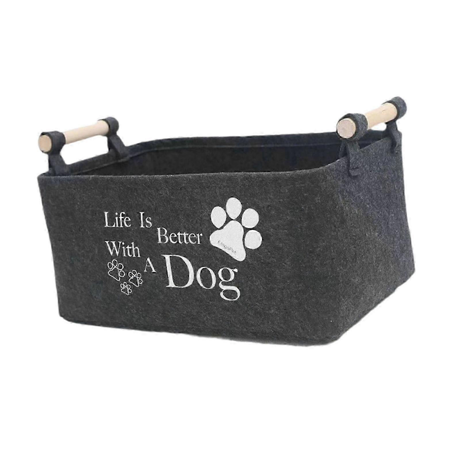 קופסת אחסון צעצועים לחיות מחמד ידיות עץ סל מארגן צעצועים לכלב אביזרים לחתול חתול