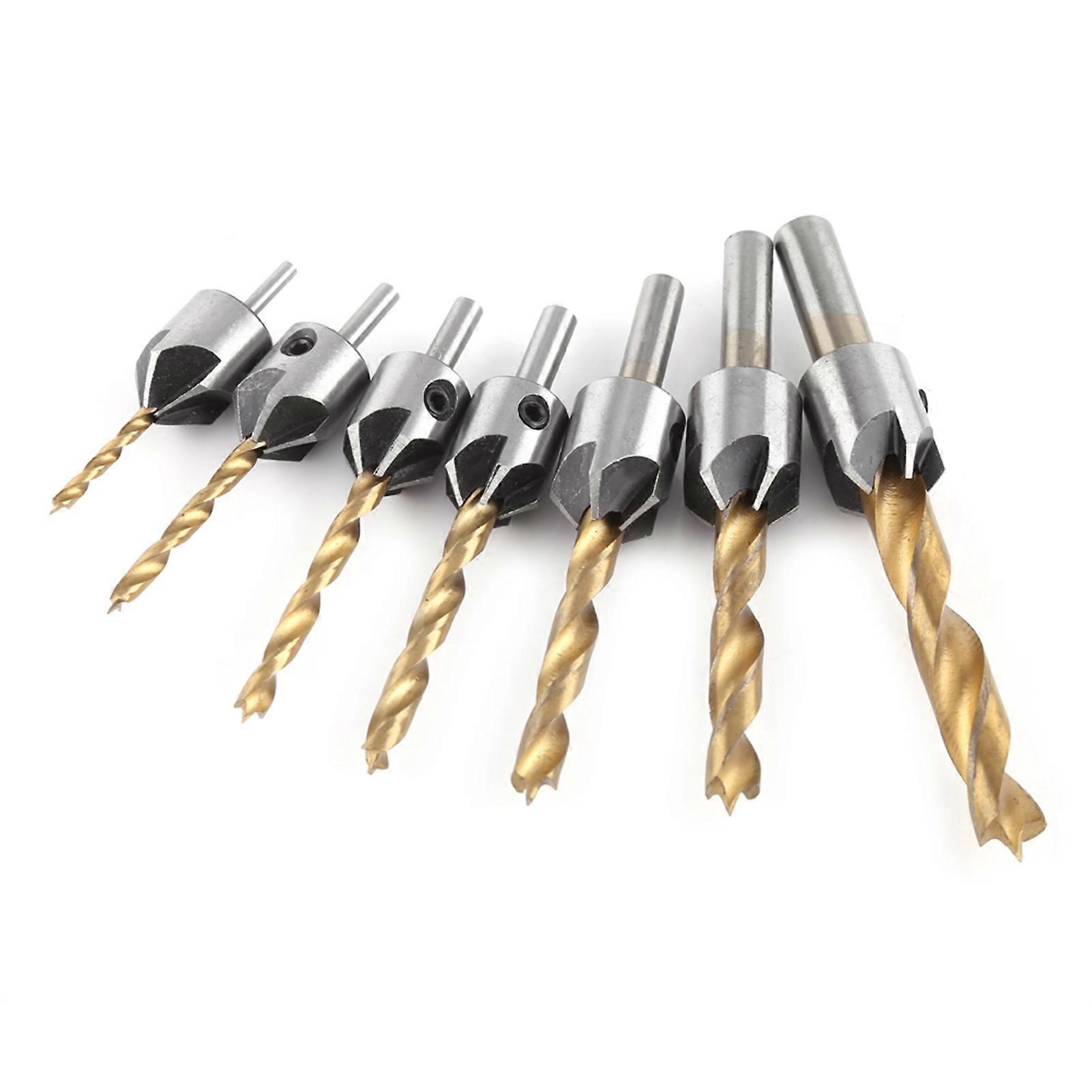 Countersink Drill Bit Carpentry Woodworking Boring Tool Round Shank With Hex Key(7pcs,3-10mm)