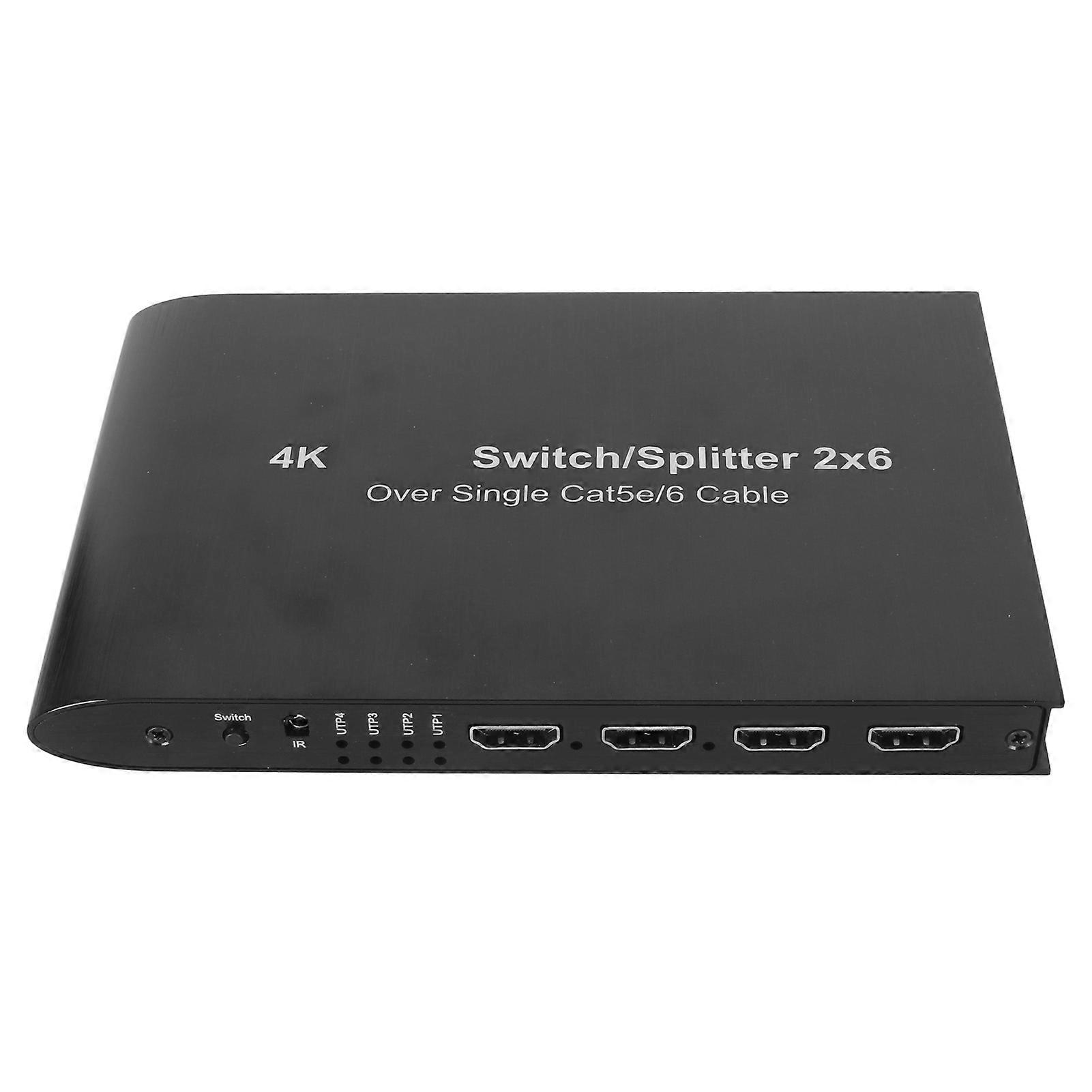 2x6 HD Multimedia Interface Switch 2 in 6 Out 3.5mm Sound 4K 3D 1080P HDCP2.2 HDR 10 Video Switcher Splitter 100240V AU Plug