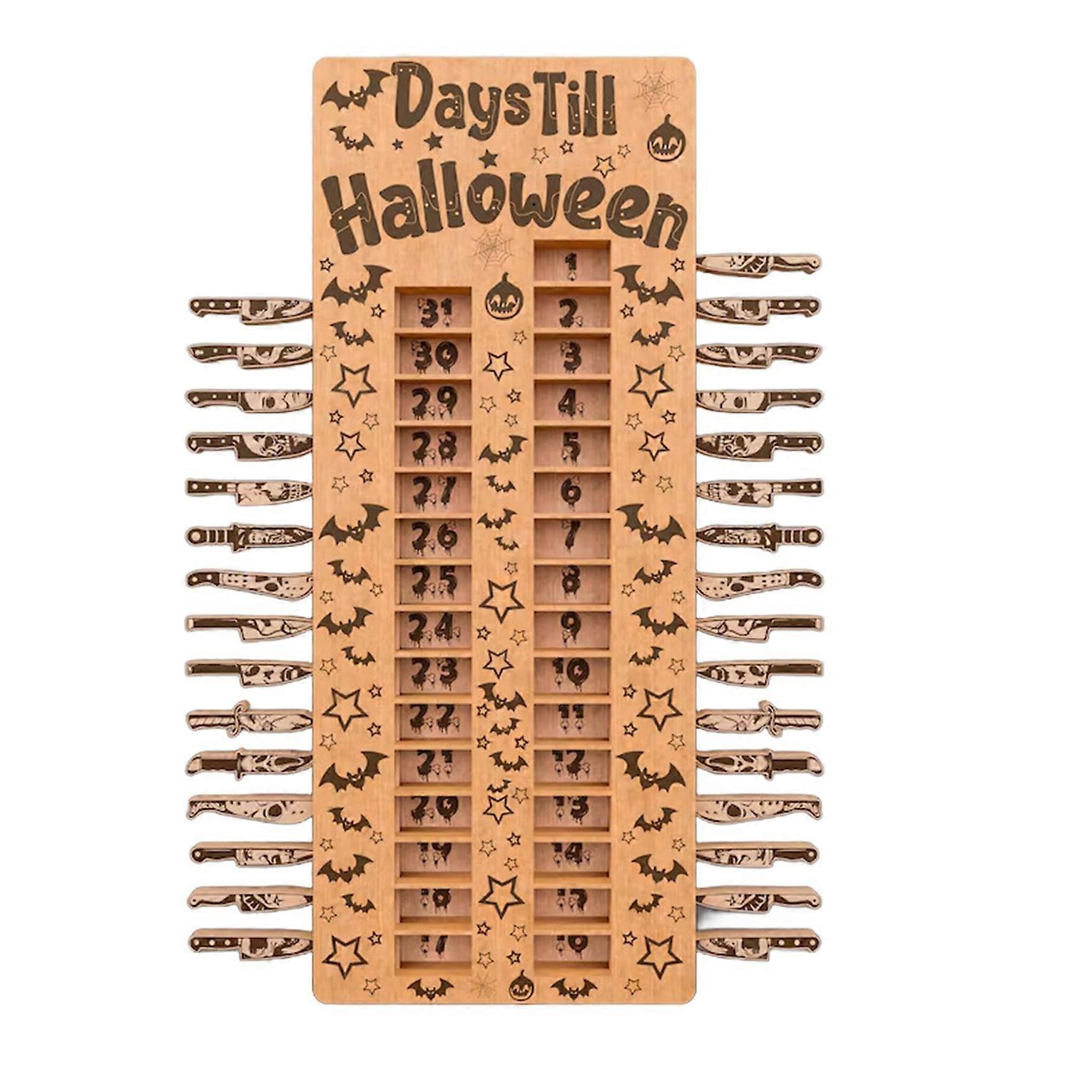 Halloween Advent Calendar Farmhouse Rustic Heavy Duty Wood 31 Days Countdown Calendar Days Till