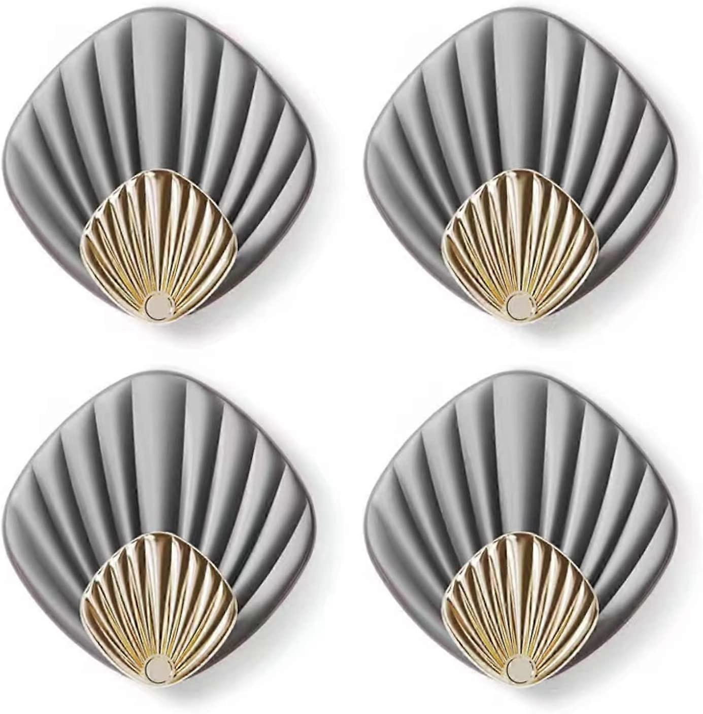 Self-adhesive hooks, Grey, no punching, strong paste, 4 viscose hooks, shell type, load-bearing door, back wall, bathroom, kitchen, keys, no trace of 