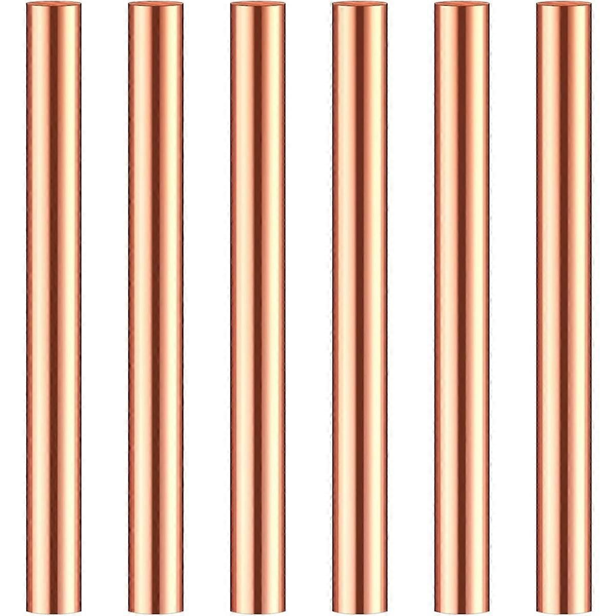 6Pcs Pure Copper Round Rod 3.94inch Length 0.39inch Diameter Bare Solid Metal Rod Copper Bar Lathe Bar Stock