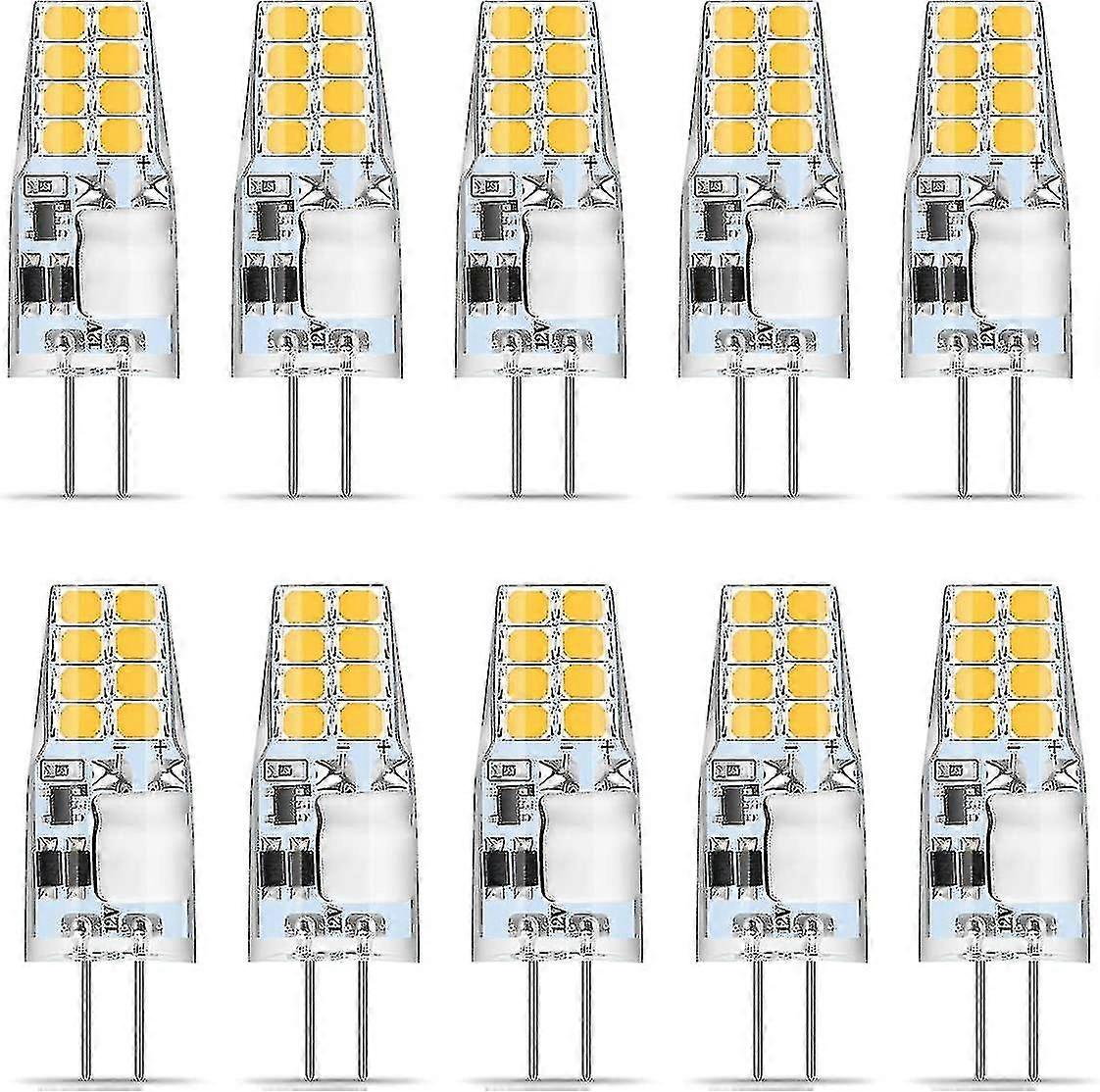 G4 Led Warm White, 10 G4 Led Lamp 12v, 3w Warm White 3000k 16x 2835 Smd Replace The 35w Halogen Lamp, Flicker Free, G4 Bulb 350 Lumen, 360 Beam Angle