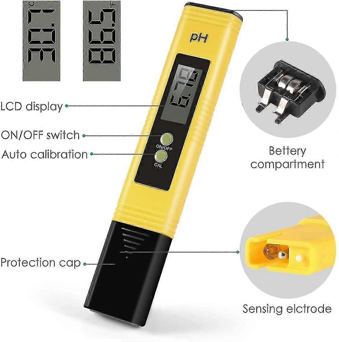 0.01 Resolution Digital Ph Meter,protable Lcd Automatic Ph Meter Pen Water Quality Detector,suitable Compatible With Domestic Drinking Water