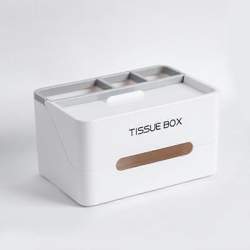 Rectangular Tissue Box Cover with Stationery & Remote Control Cells Multifunctional Remote Organizer