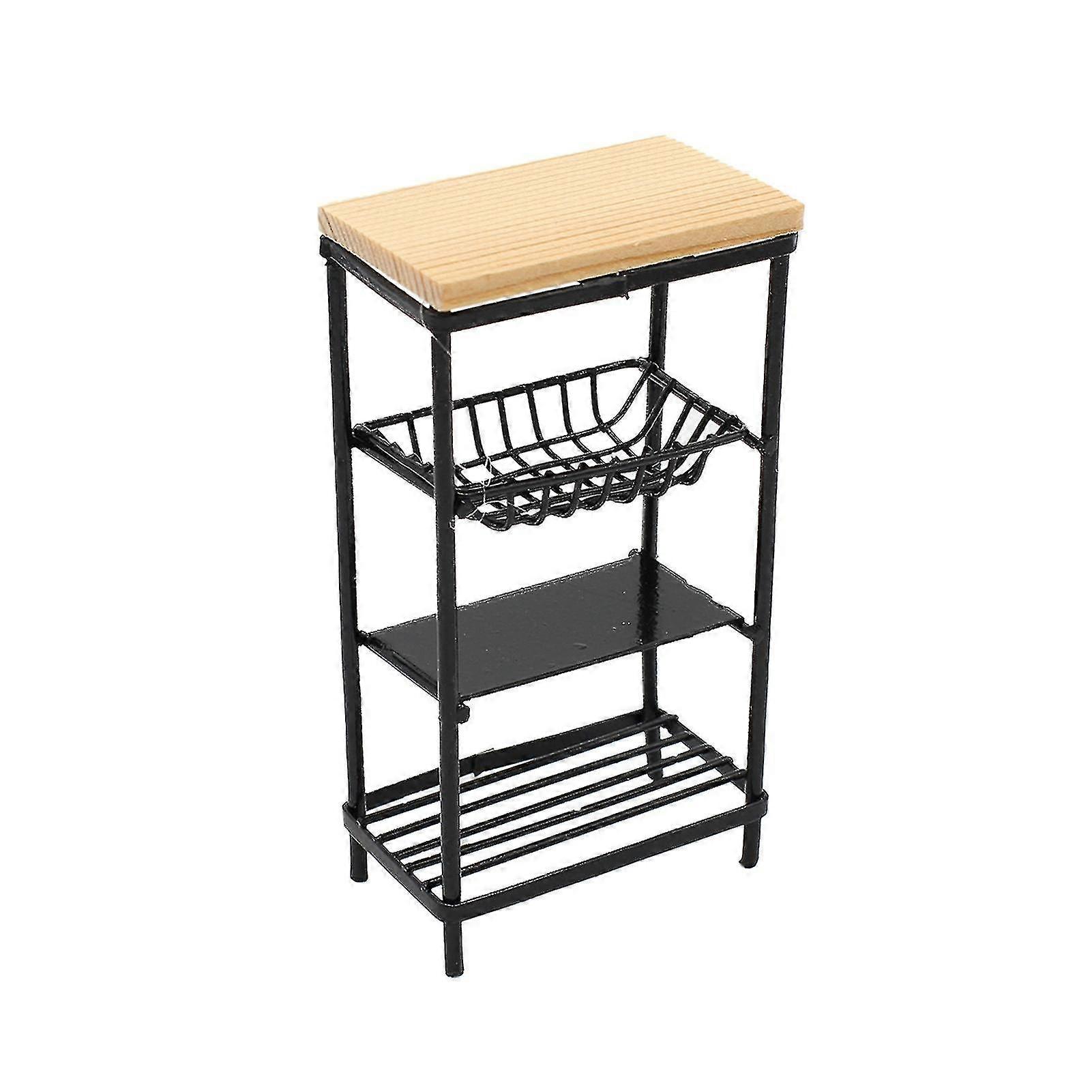 Mini Kitchen Side Cabinet High Simulation Accessory Black Kitchen Side Cabinet Display Storage Shelf For Kitchen Scene