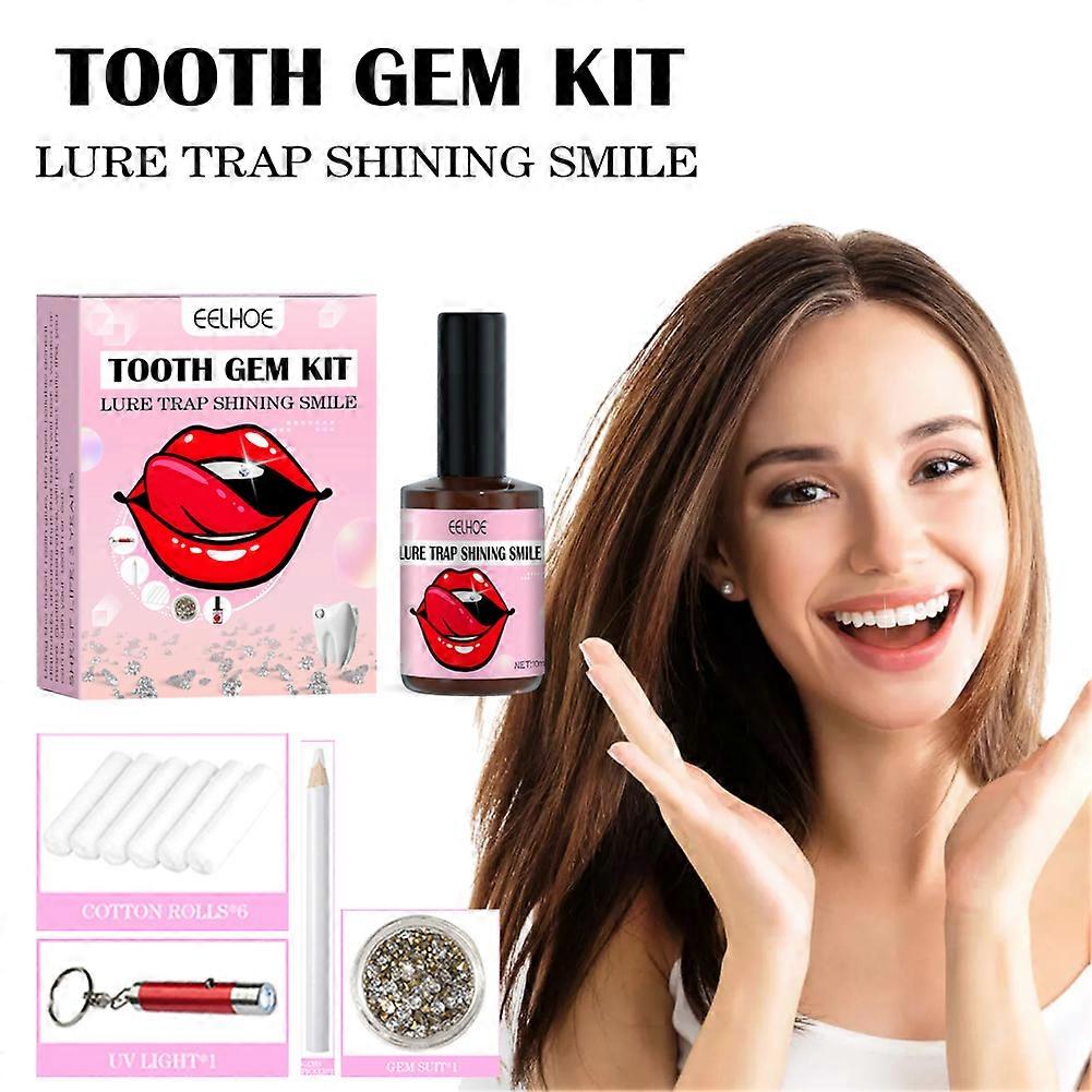 DIY Tooth Gem Starter Kit with Curing UV Light Adhesive Glue Sparkle Crystals